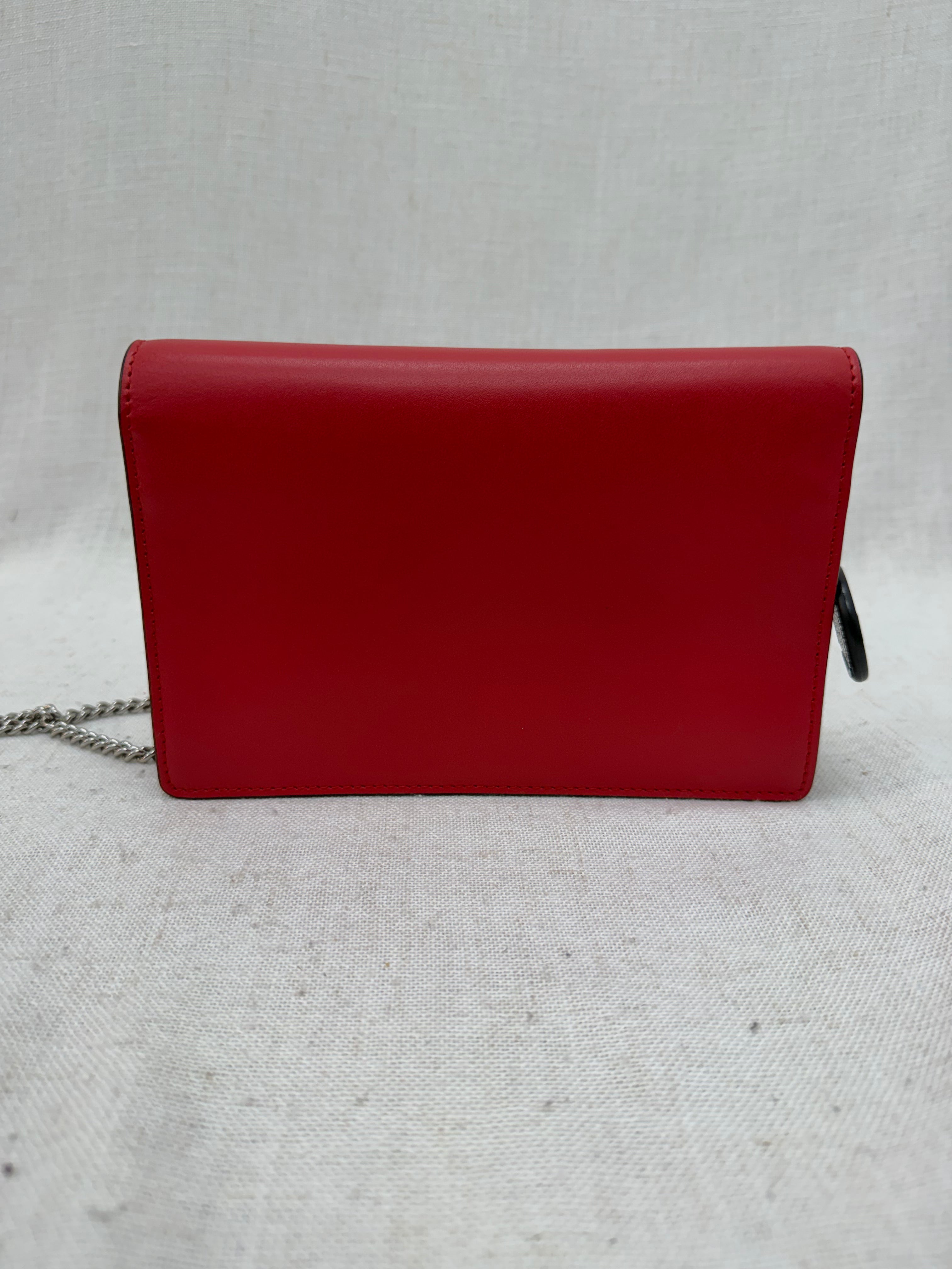 Fendi Red Leather F is Fendi Envelope Wallet on a Chain