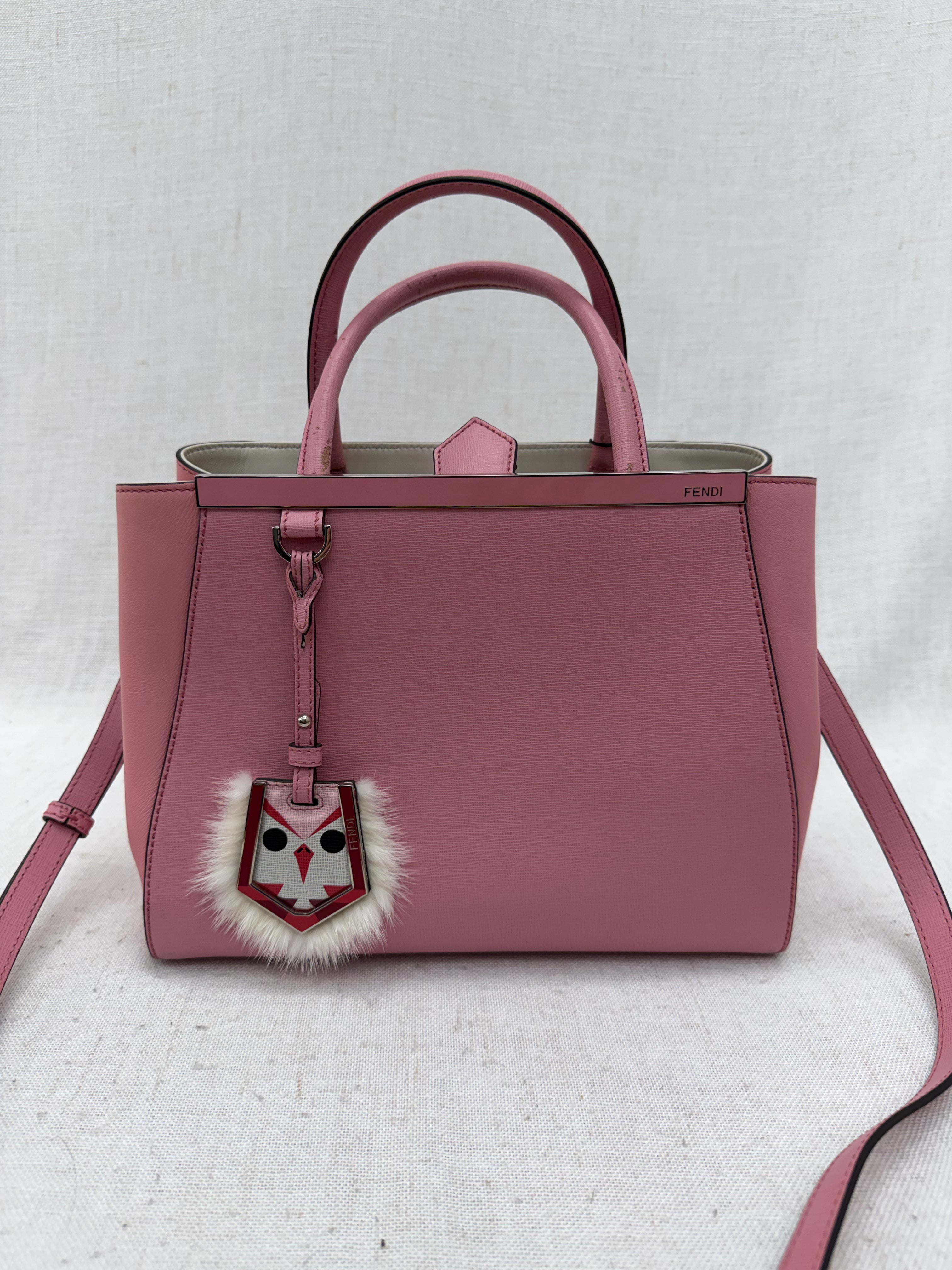Fendi Pink Leather Petite 2Jours Monster Tote Bag