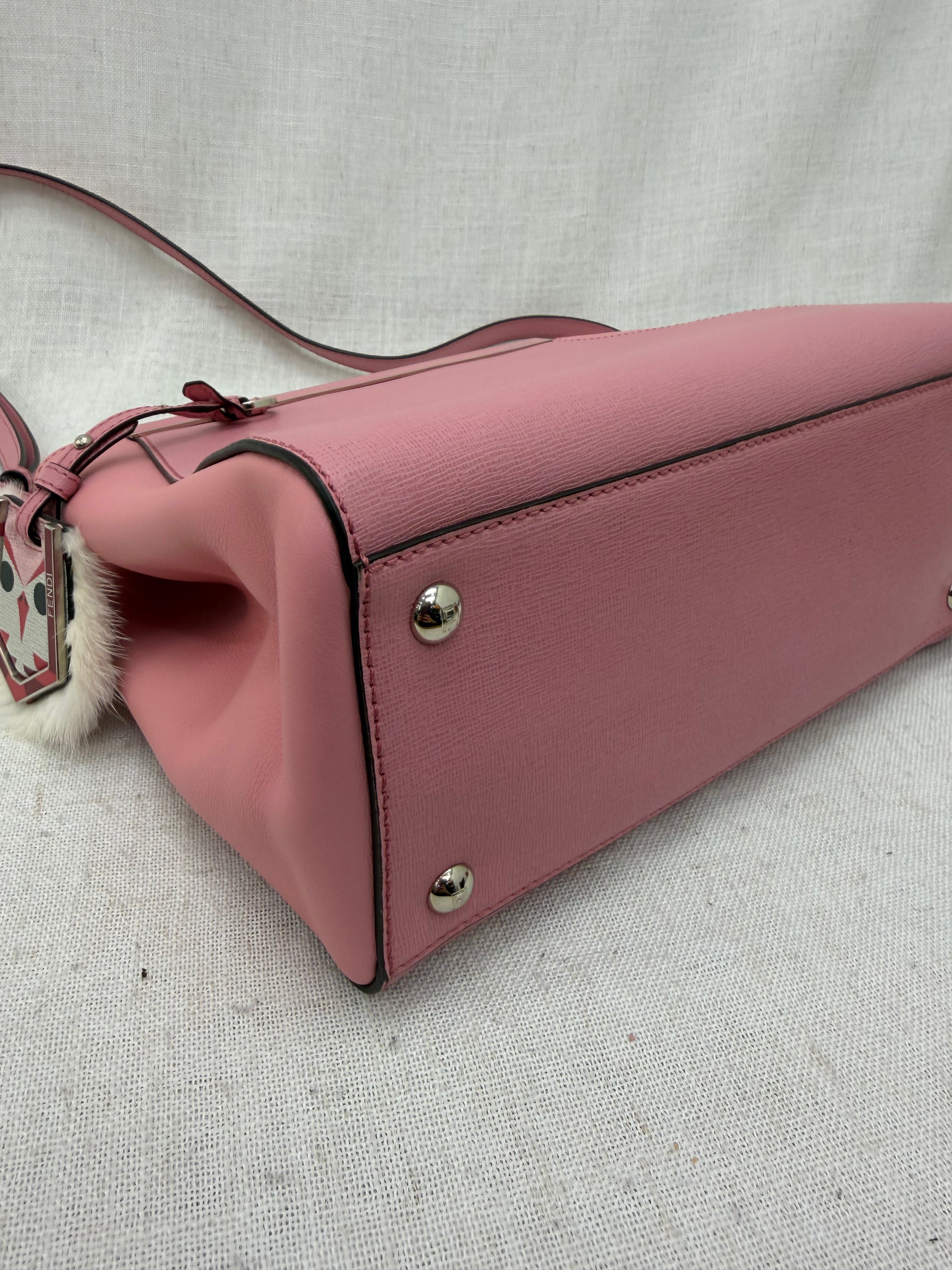 Fendi Pink Leather Petite 2Jours Monster Tote Bag