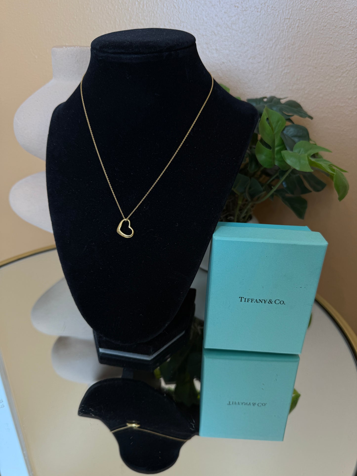Tiffany & Co. 18k Gold Open Heart Necklace