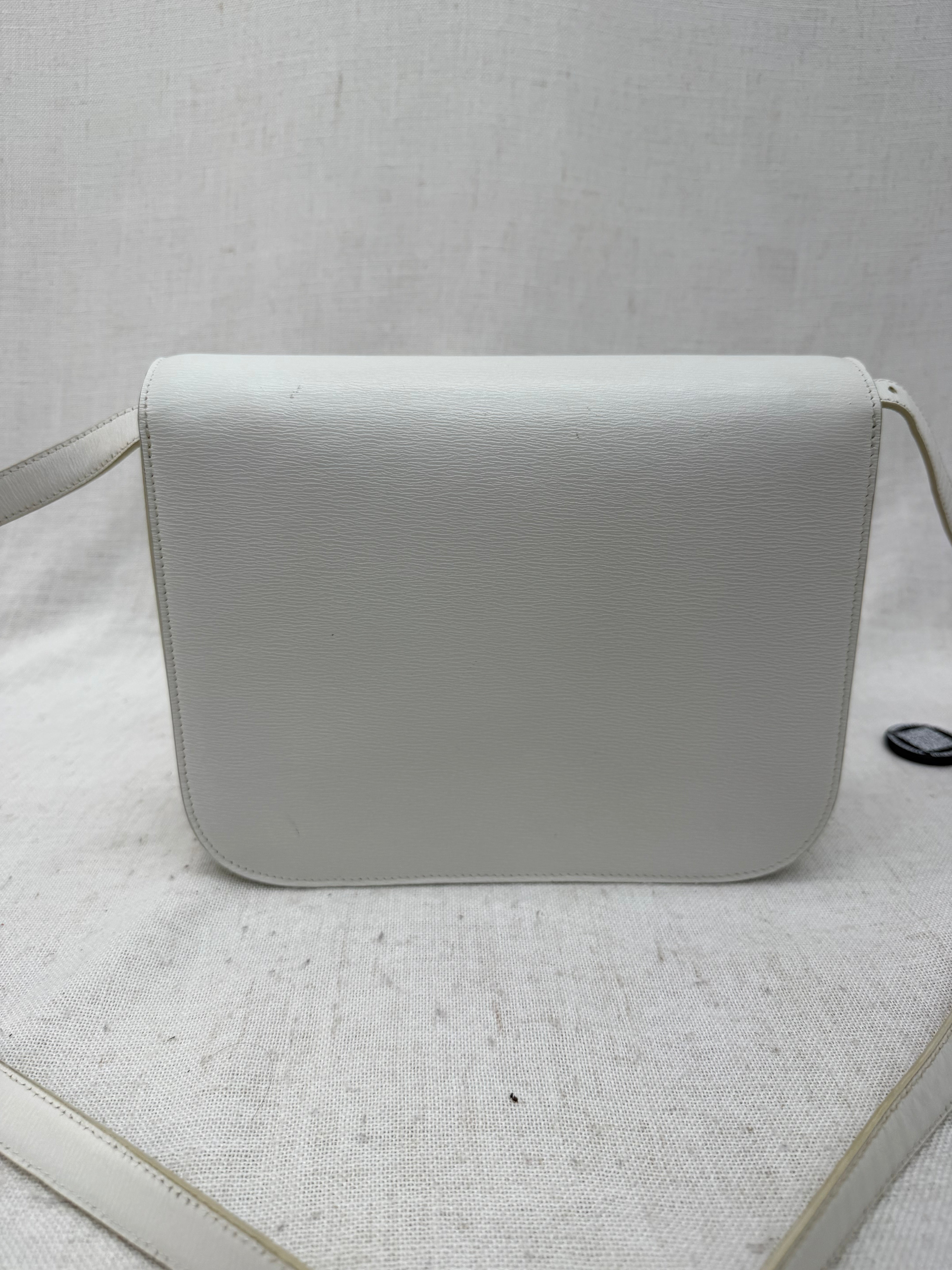 Celine White Leather Medium Classic Box Crossbody