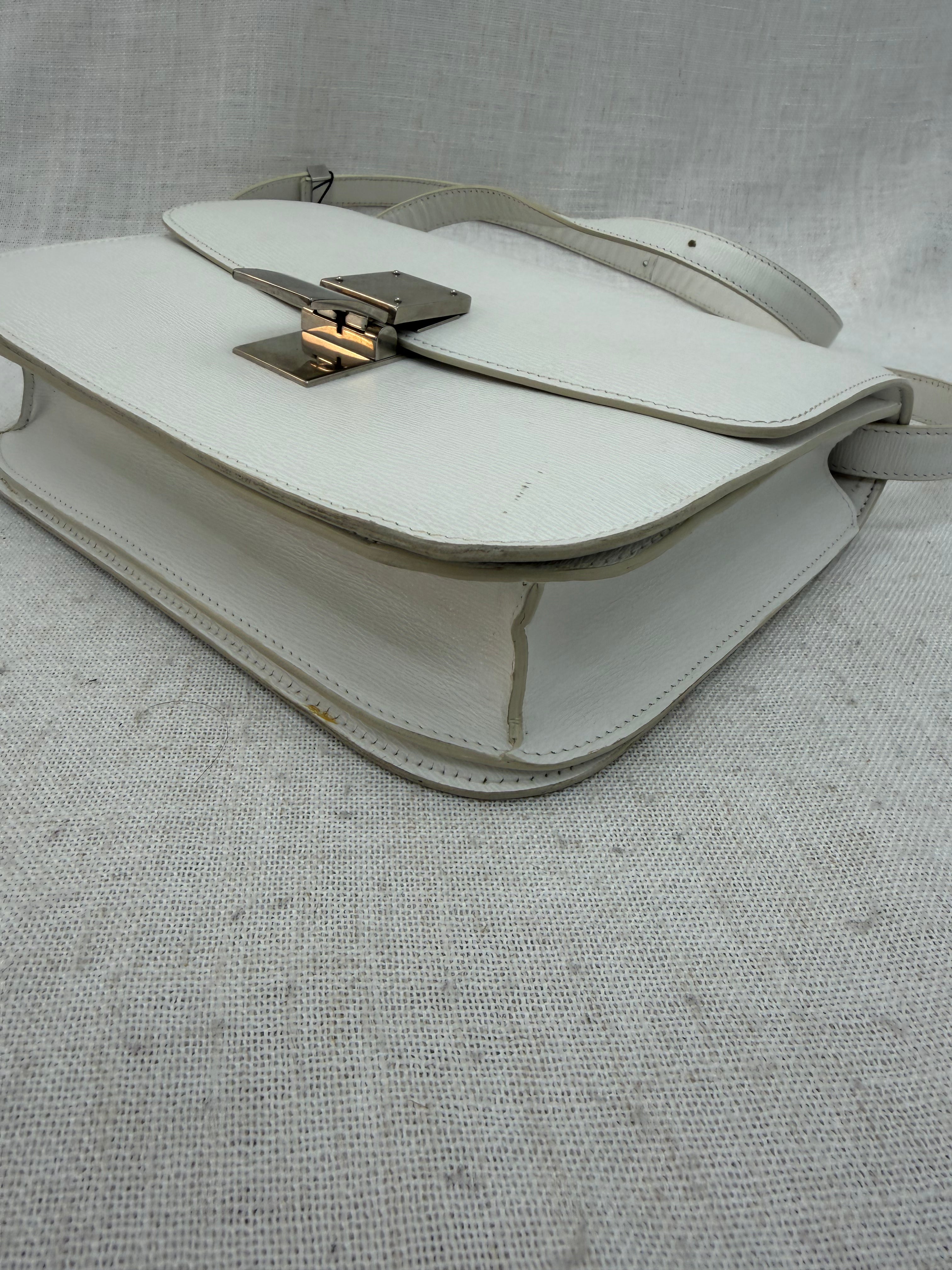 Celine White Leather Medium Classic Box Crossbody