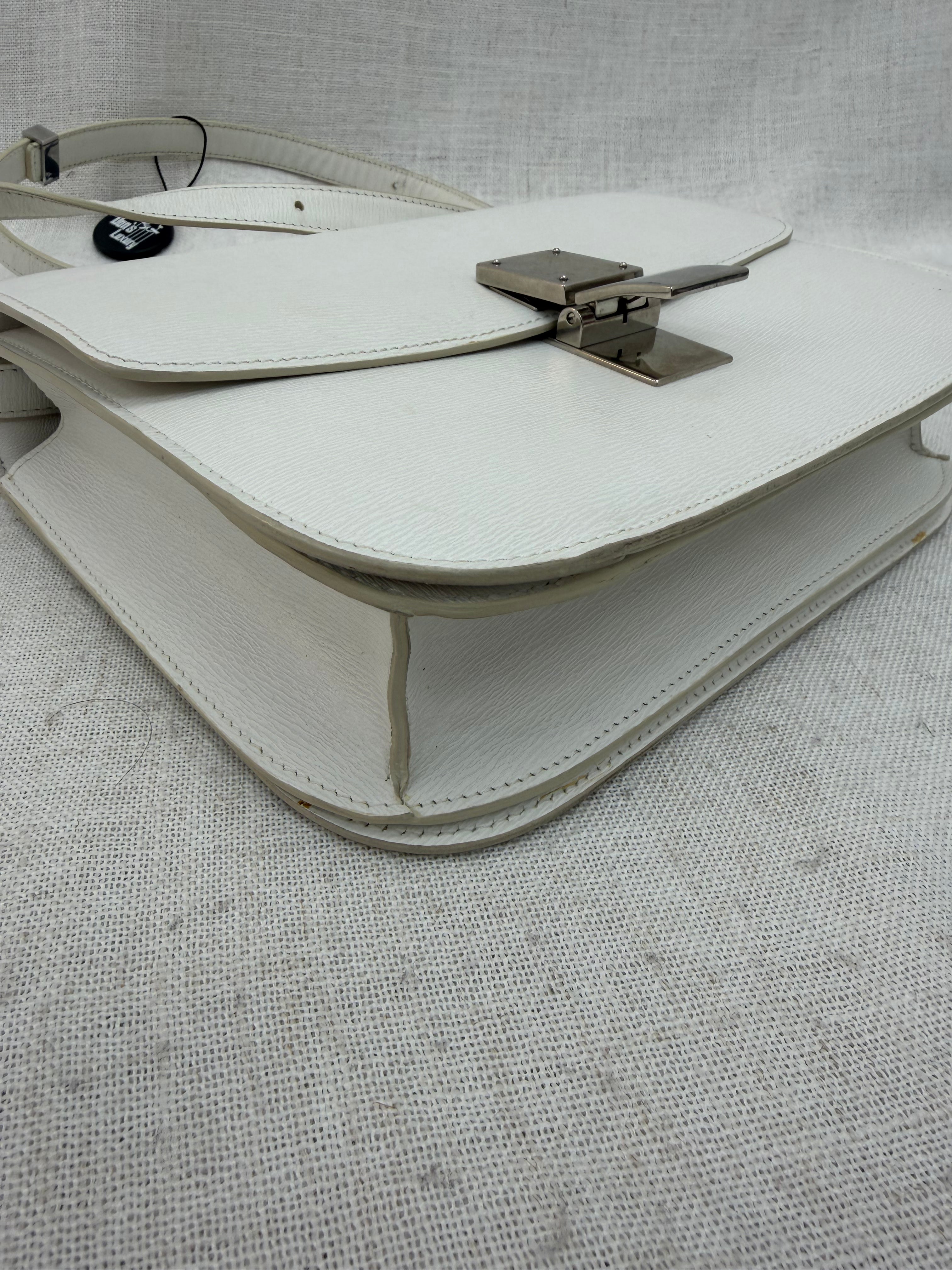 Celine White Leather Medium Classic Box Crossbody