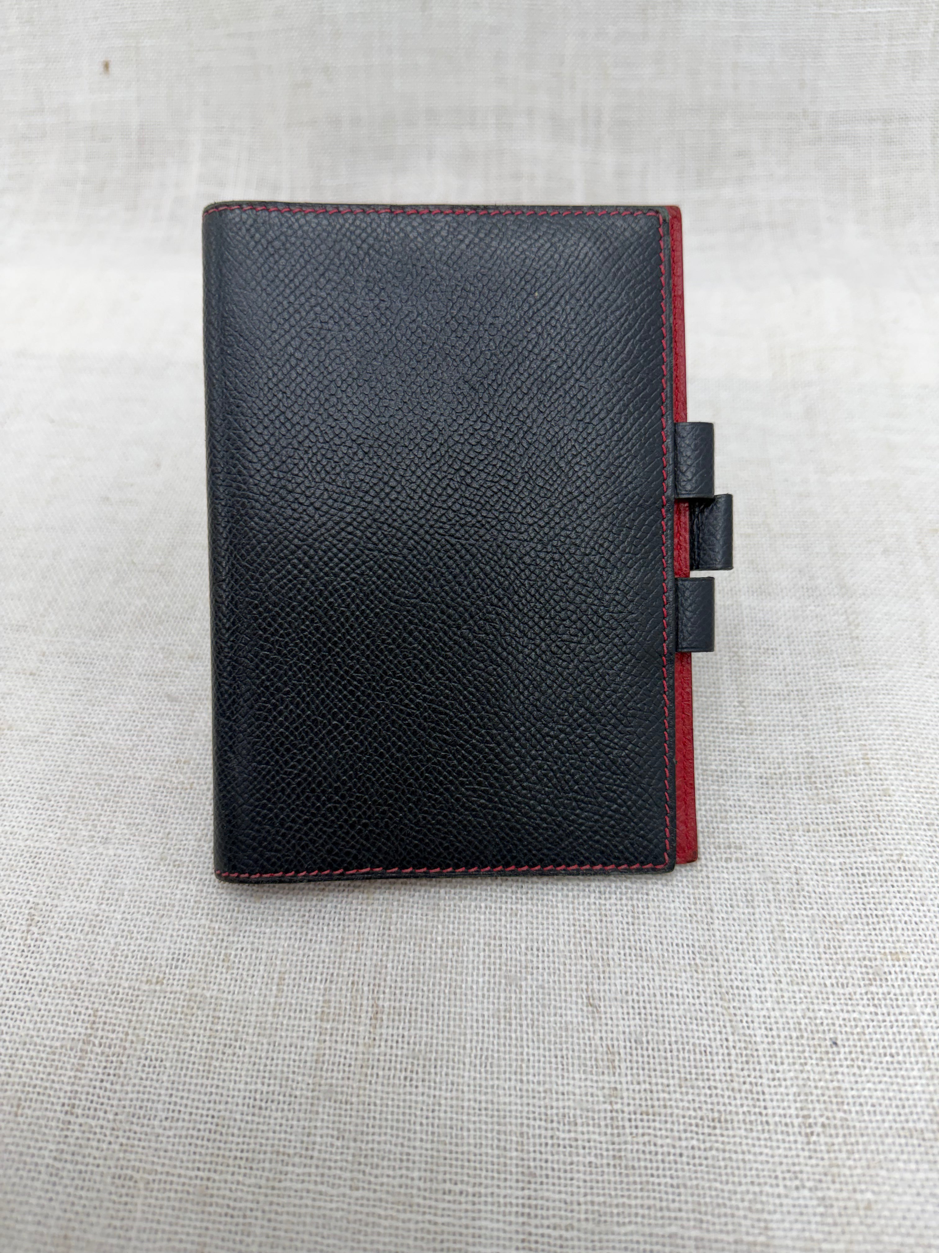 Hermes Navy Blue & Red Leather Passport Agenda Cover