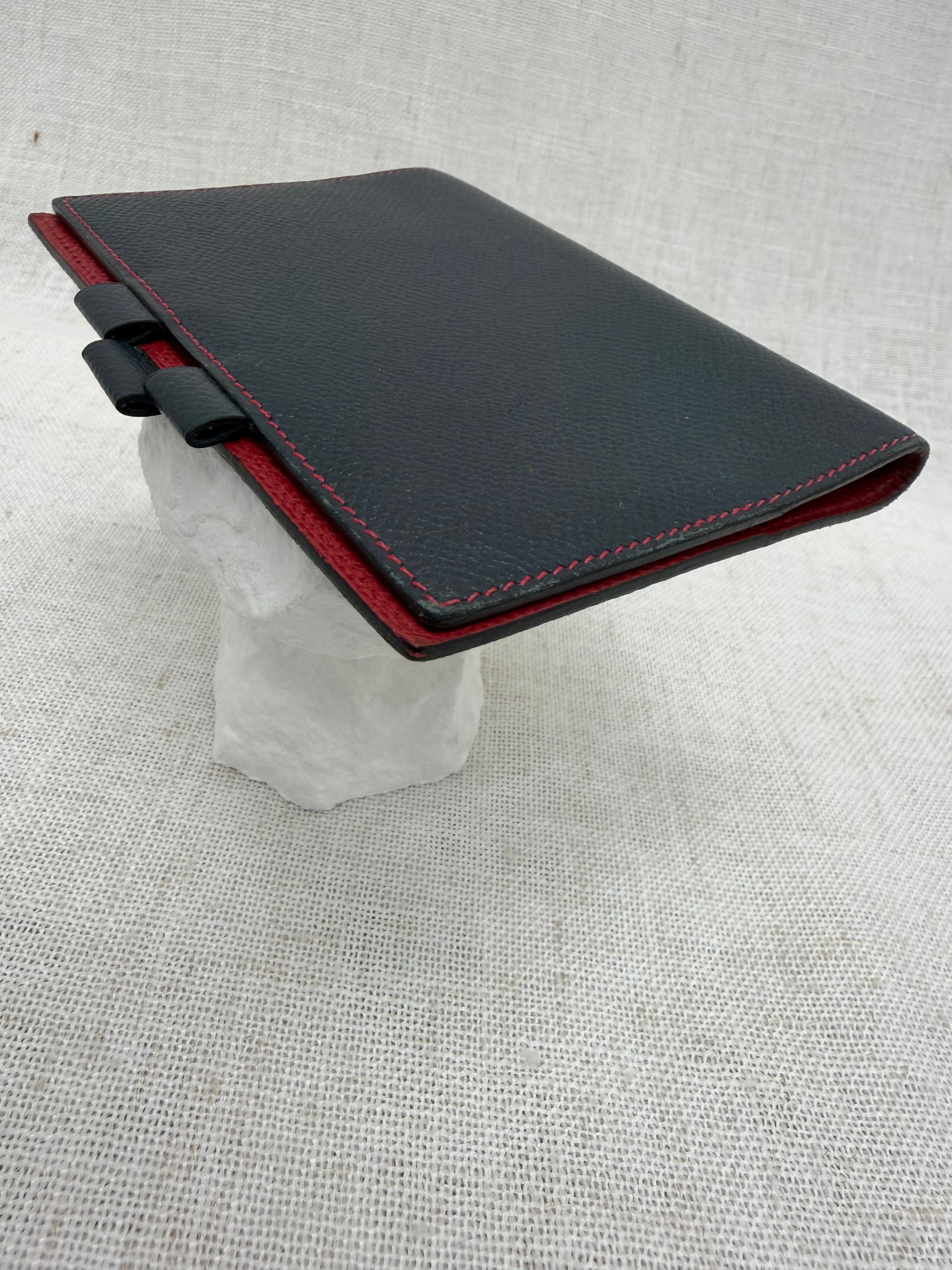 Hermes Navy Blue & Red Leather Passport Agenda Cover