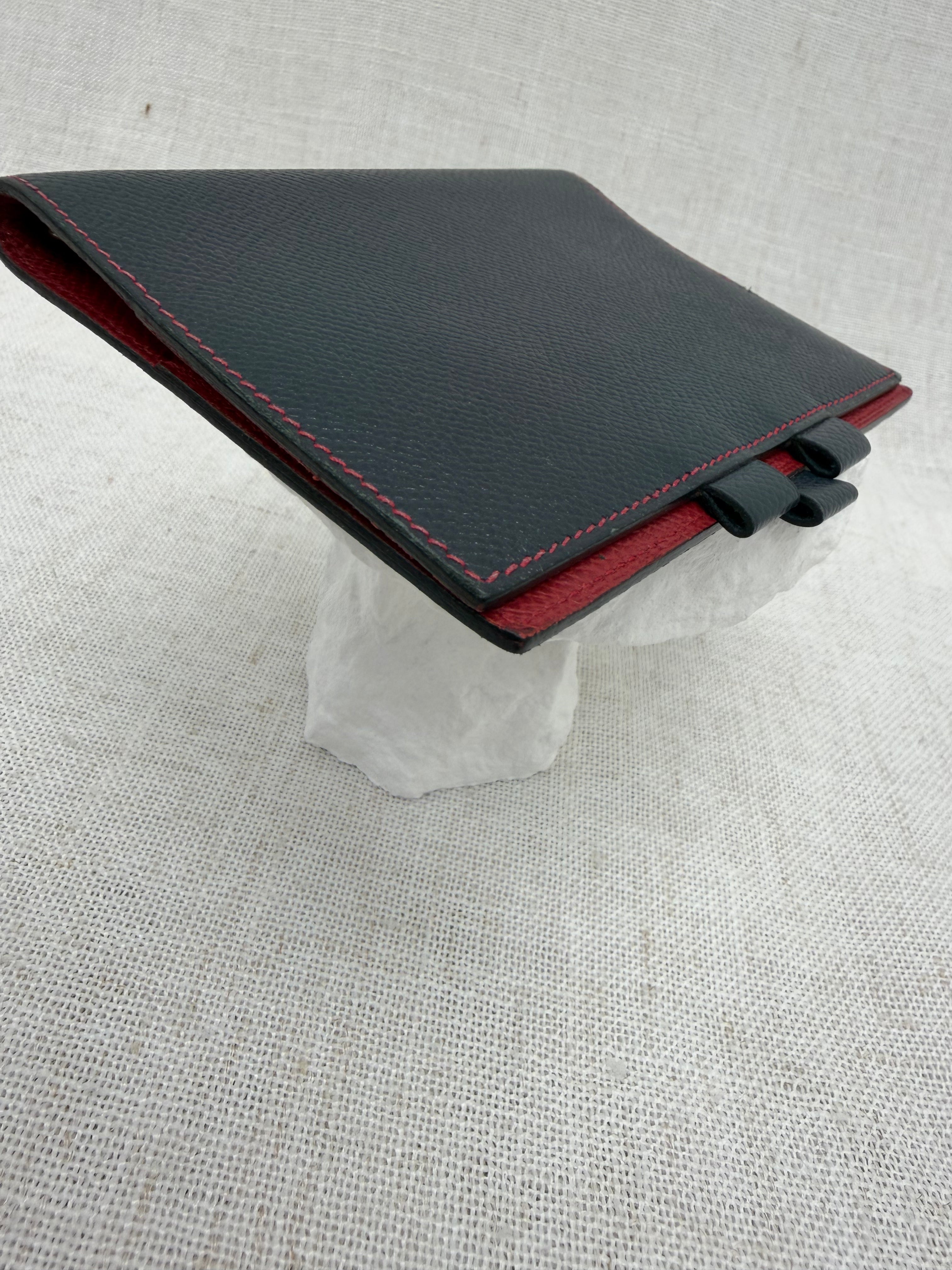 Hermes Navy Blue & Red Leather Passport Agenda Cover