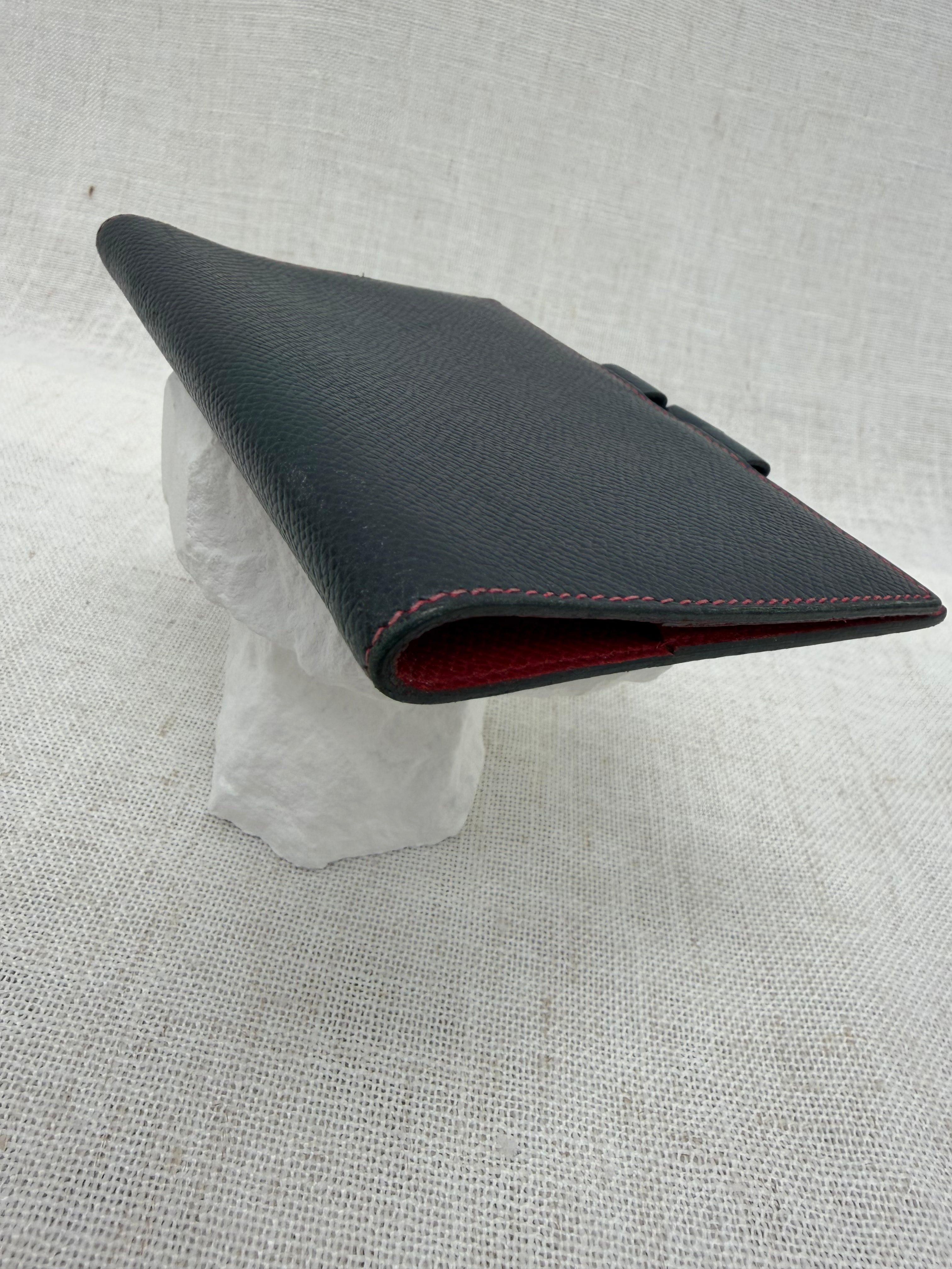 Hermes Navy Blue & Red Leather Passport Agenda Cover