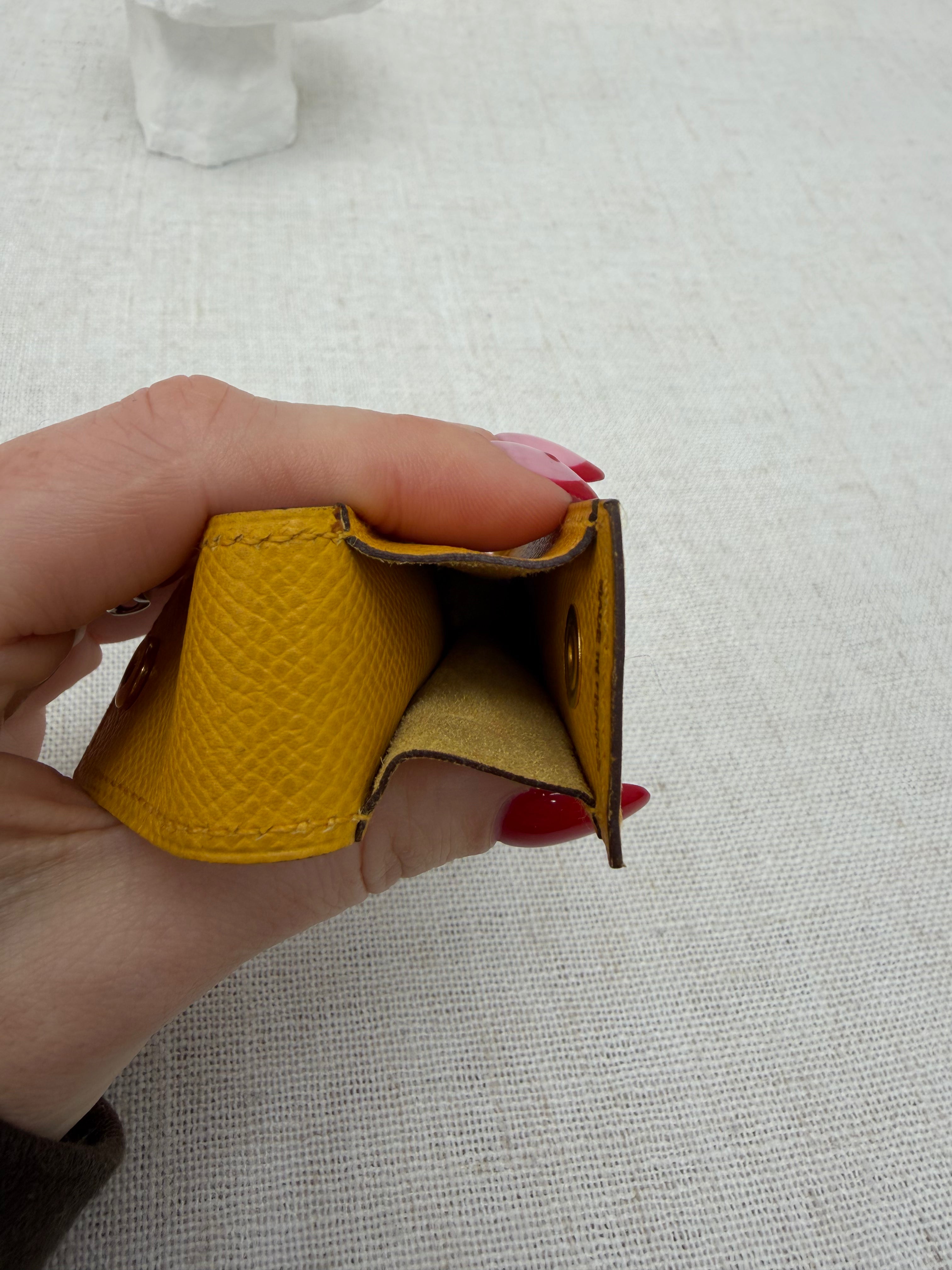 Hermes Yellow Leather Chapstick Case