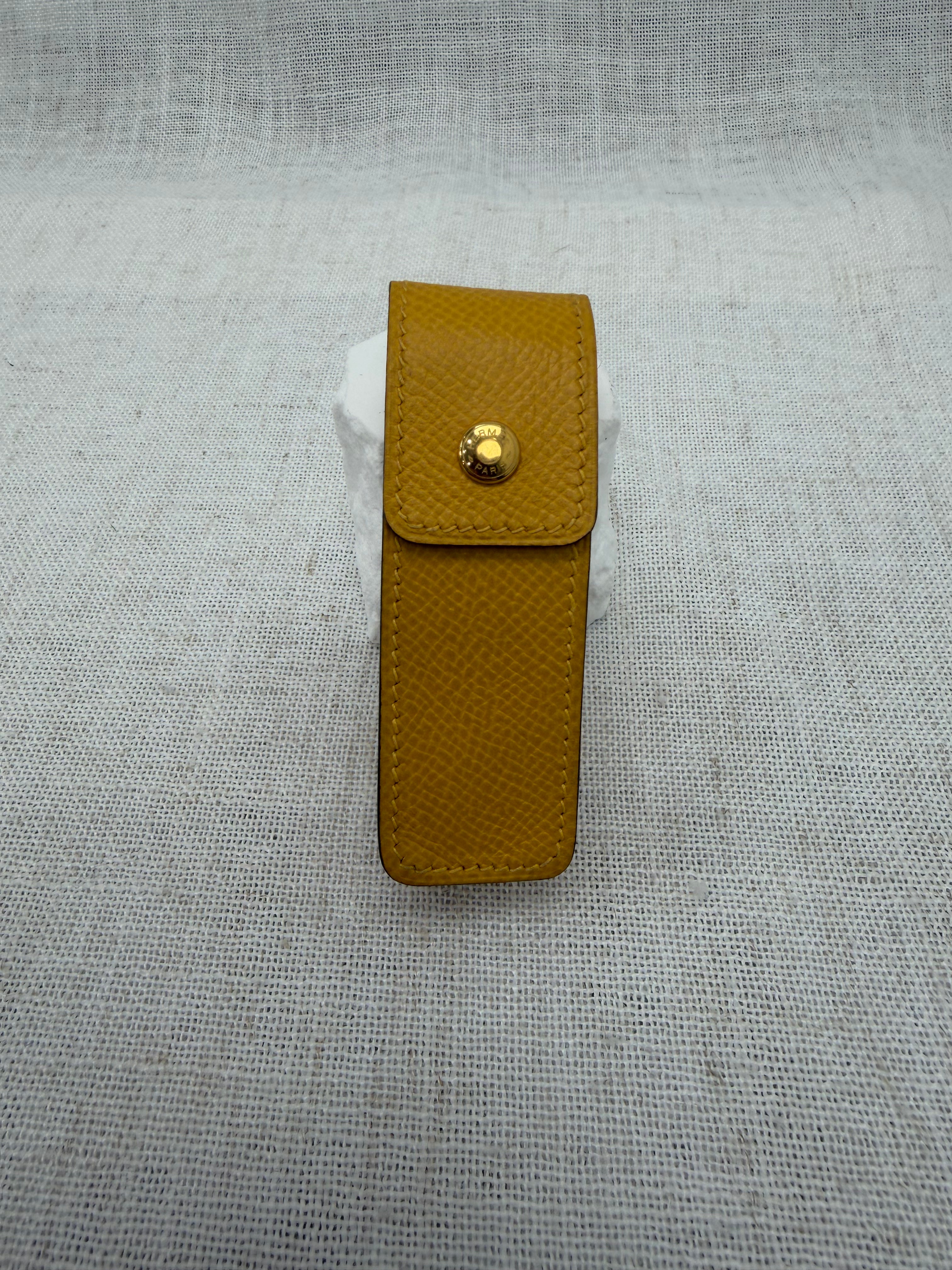Hermes Yellow Leather Chapstick Case