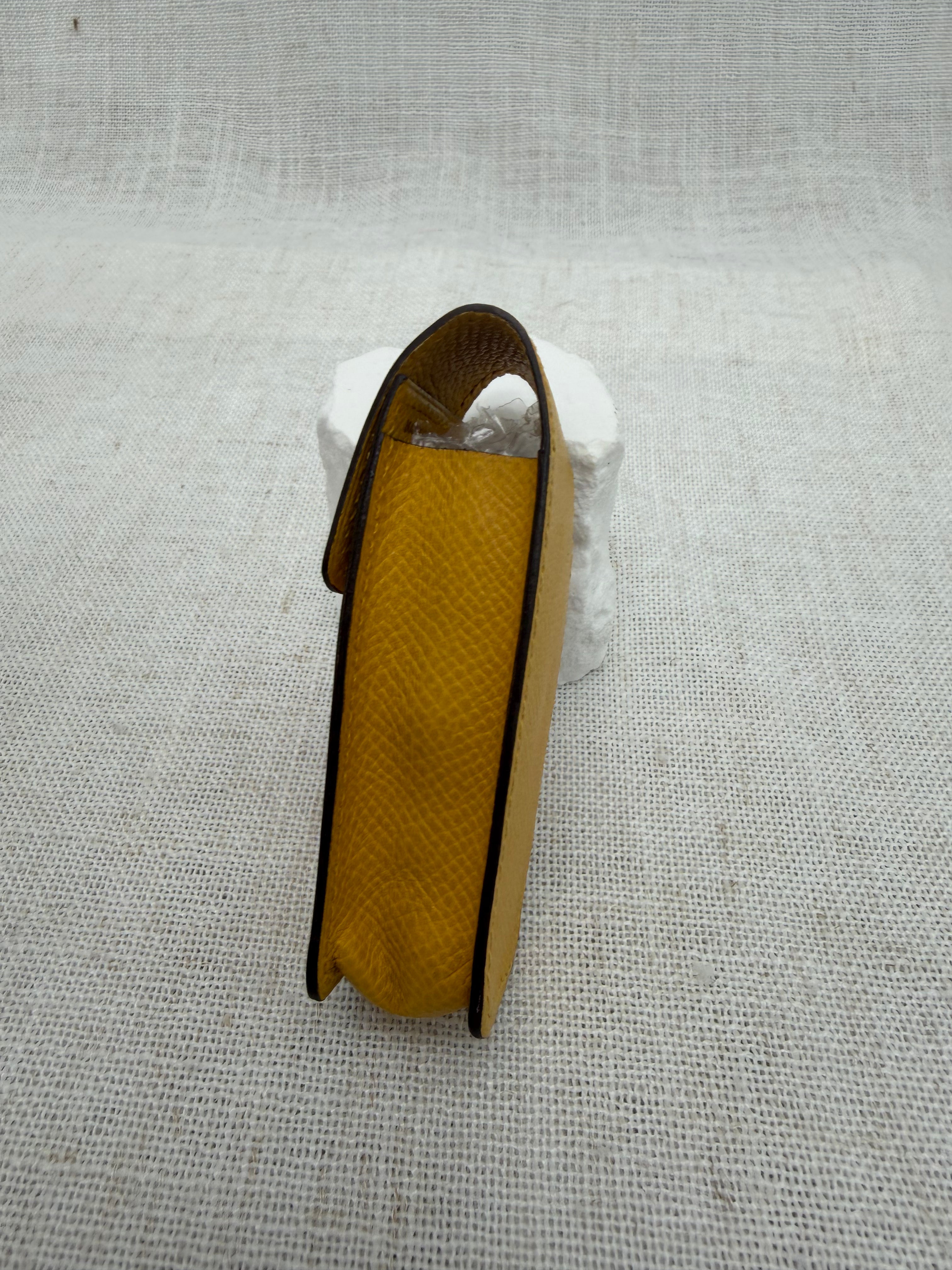 Hermes Yellow Leather Chapstick Case