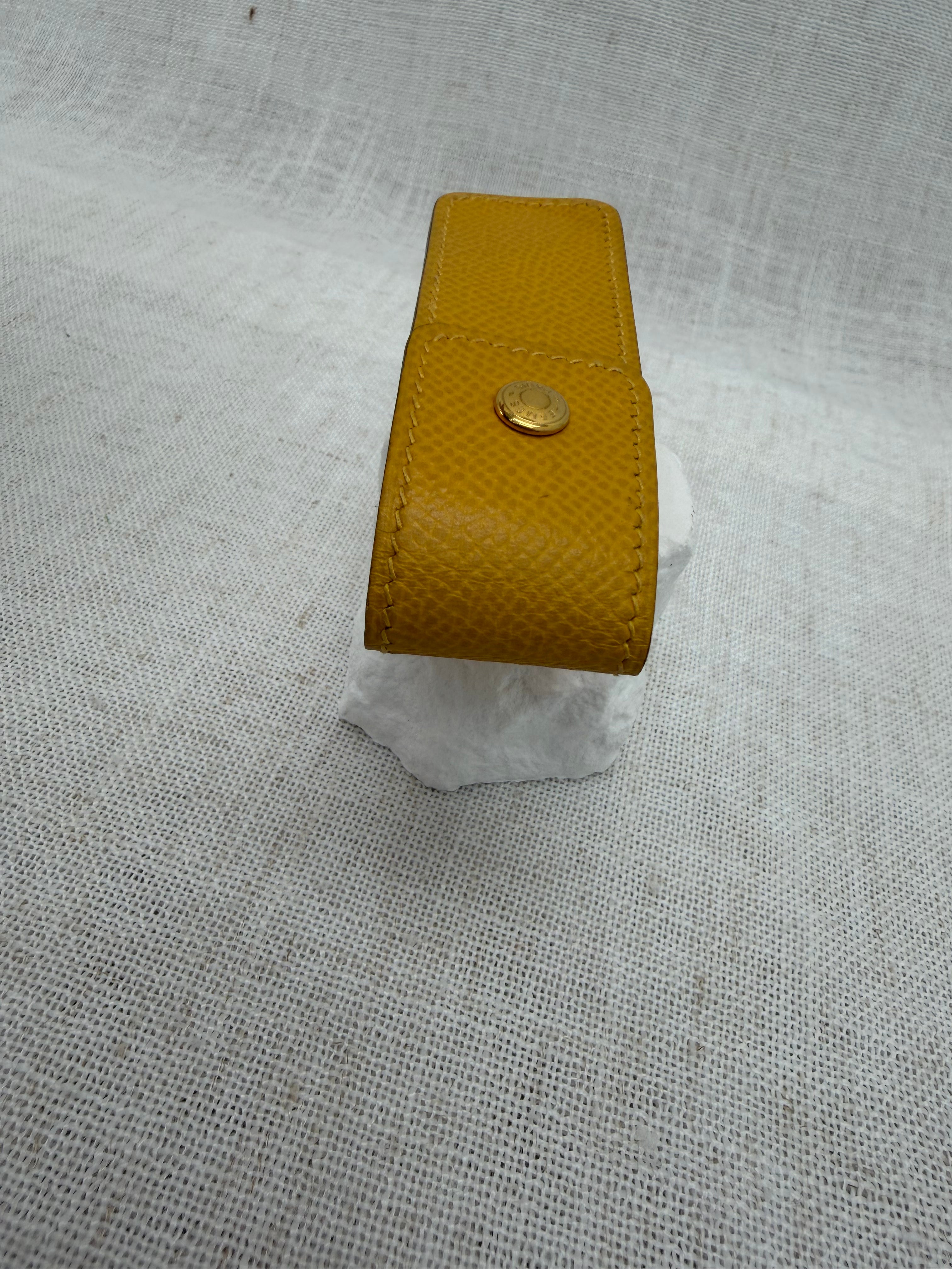 Hermes Yellow Leather Chapstick Case