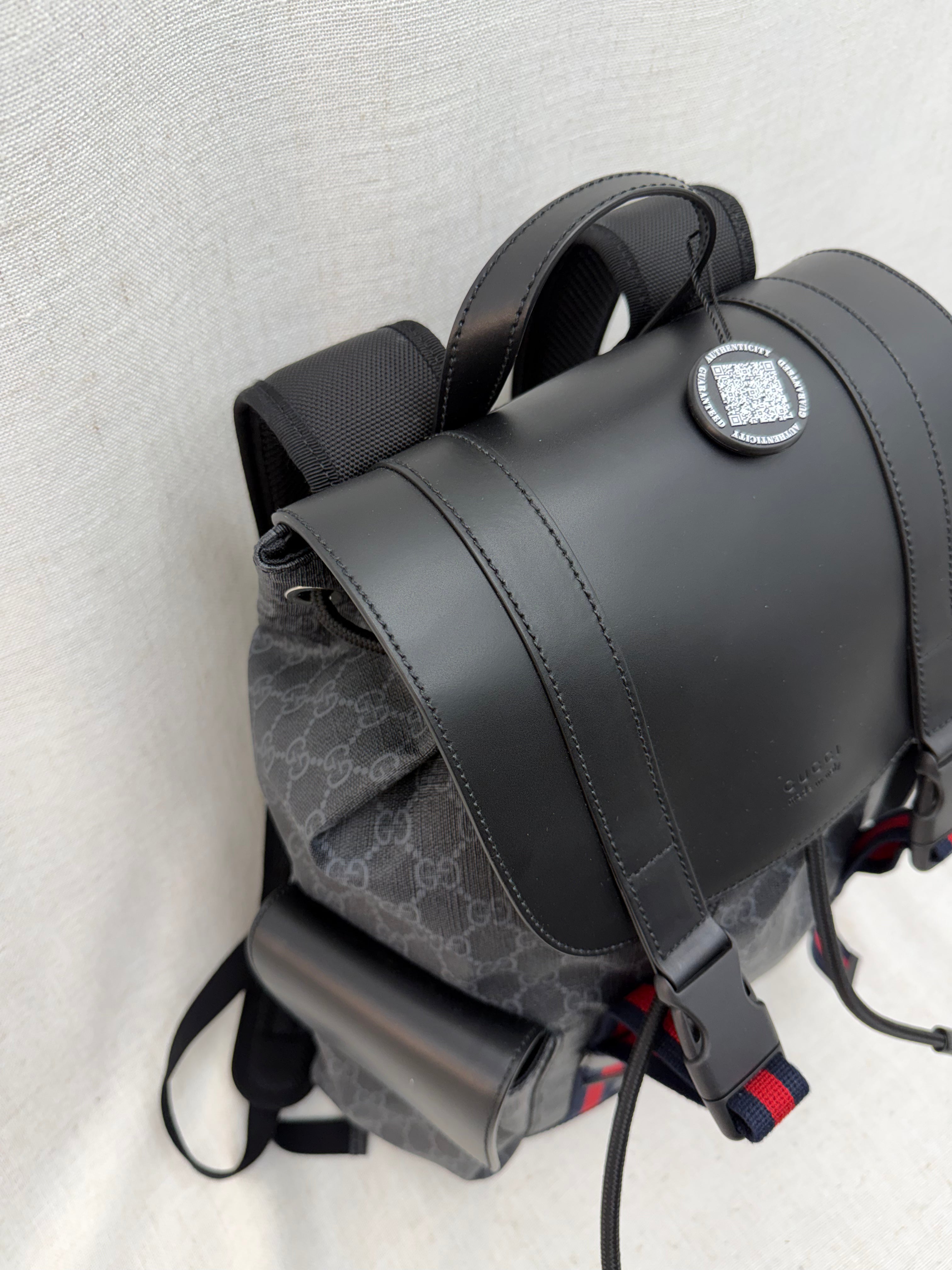 BRAND NEW- Gucci Grey & Black Soft GG Supreme Web Backpack