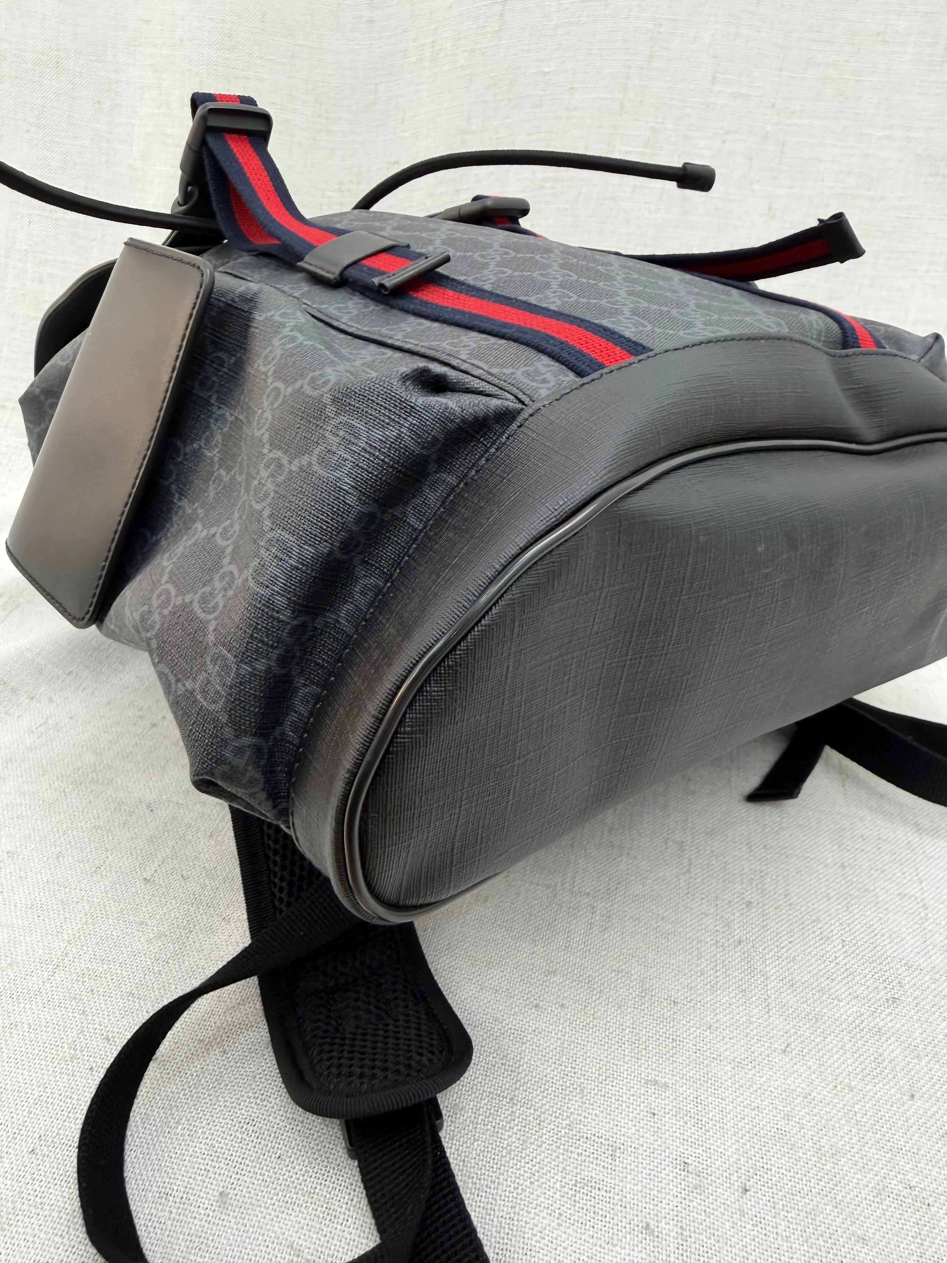 BRAND NEW- Gucci Grey & Black Soft GG Supreme Web Backpack