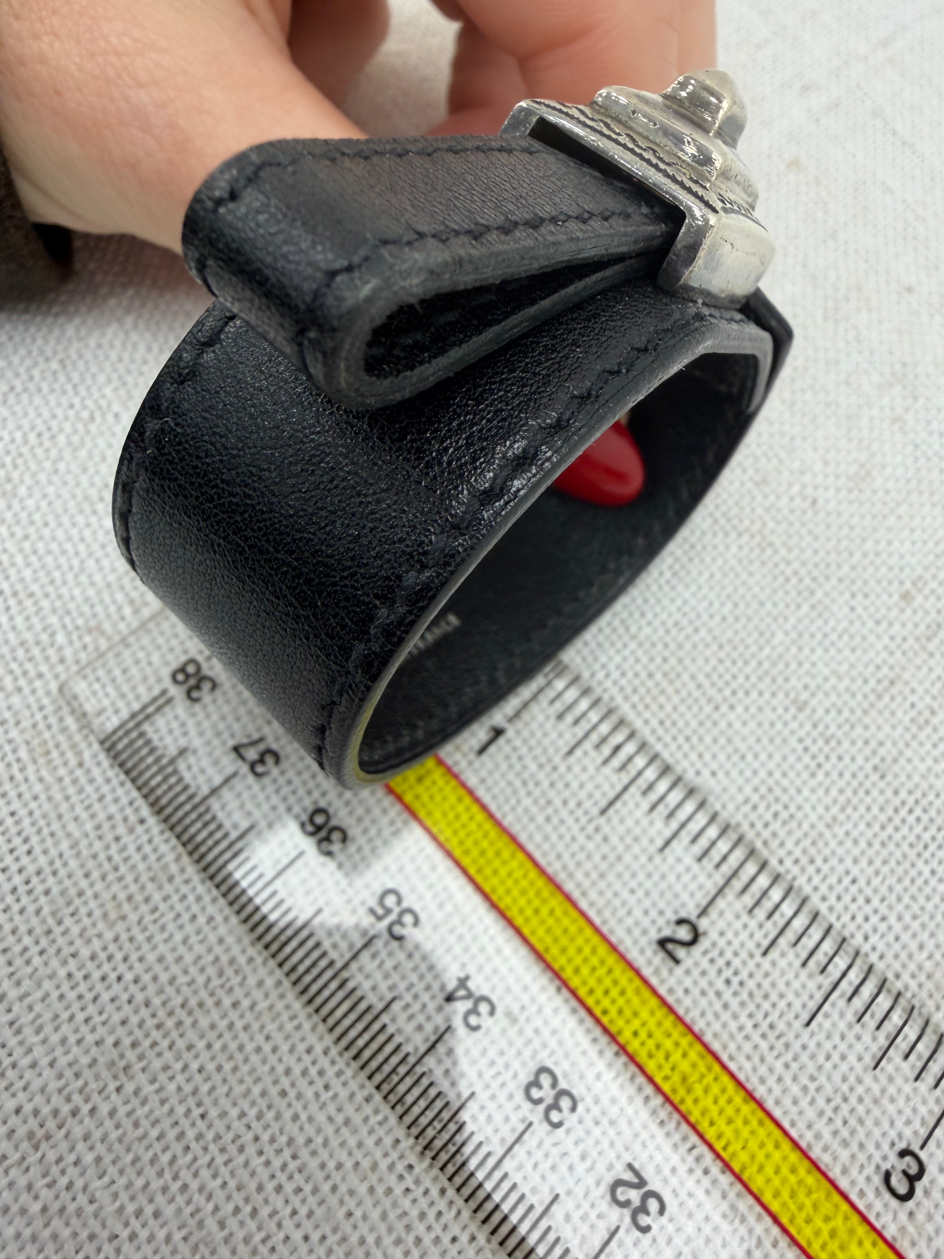 Hermes Black Leather Artemis Strap Bracelet