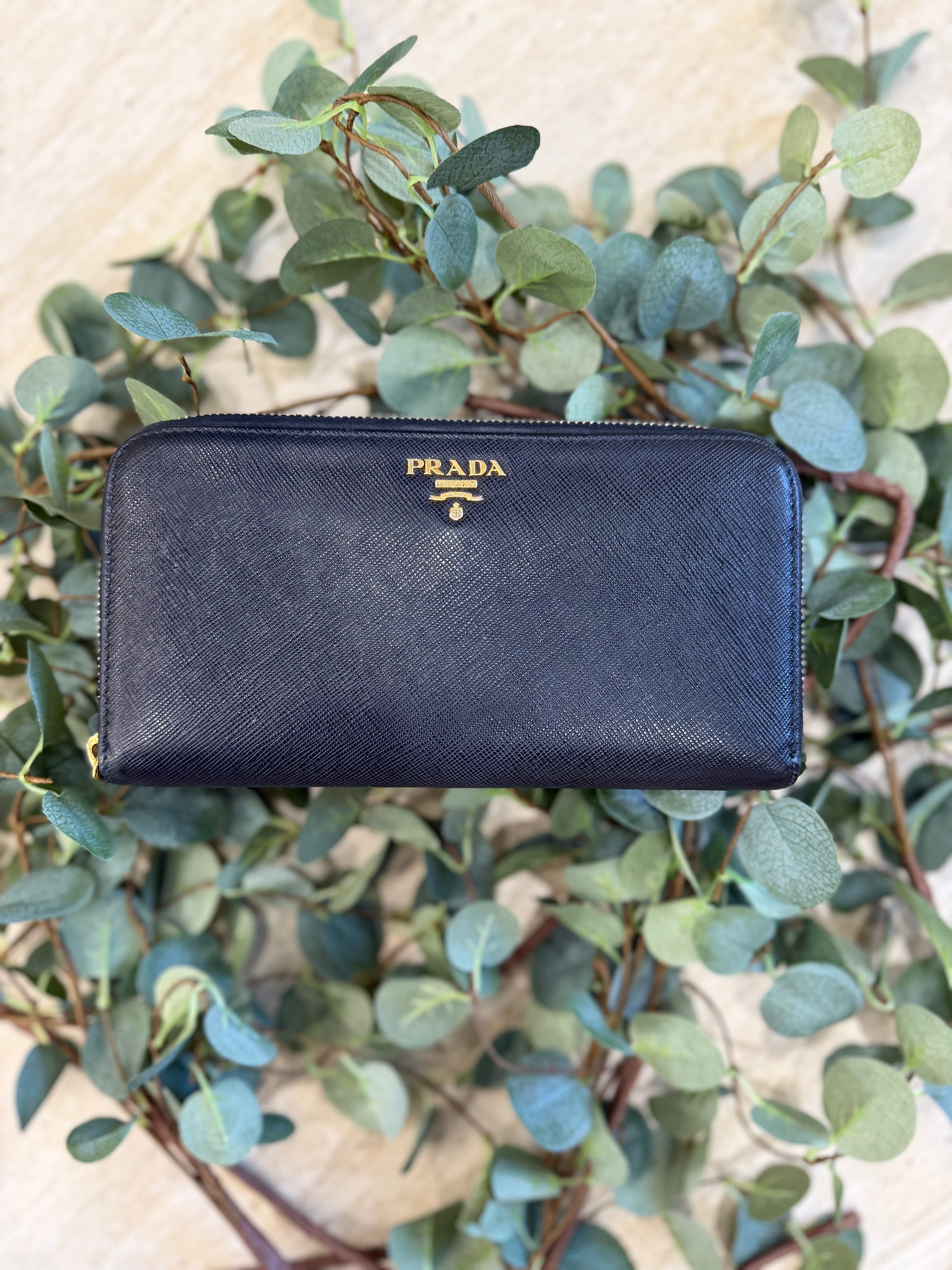 Prada Black Saffiano Leather Zippy wallet