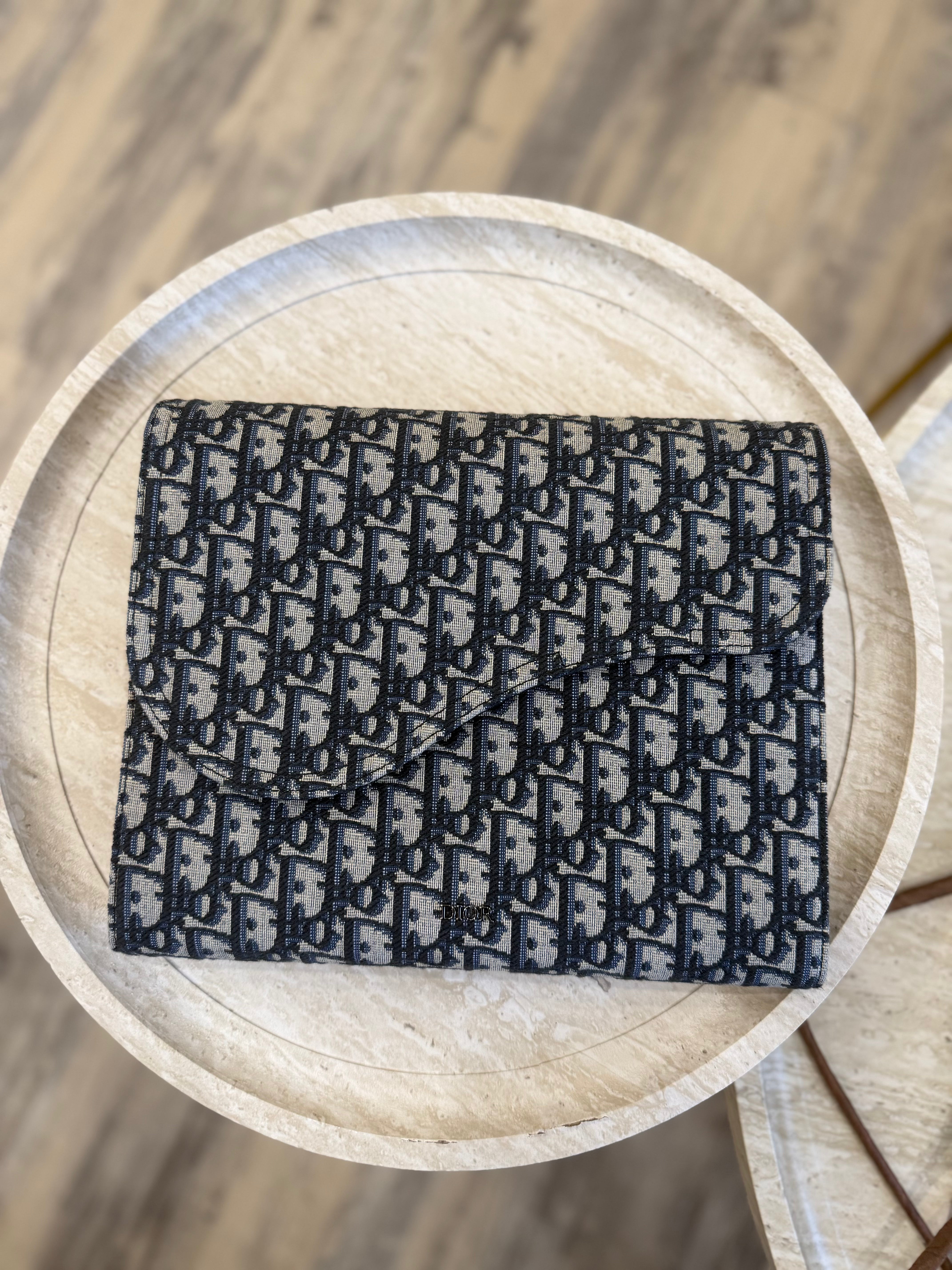 BRAND NEW - Christian Dior Blue Oblique Jacquard Saddel Flap Ipad Notebook case