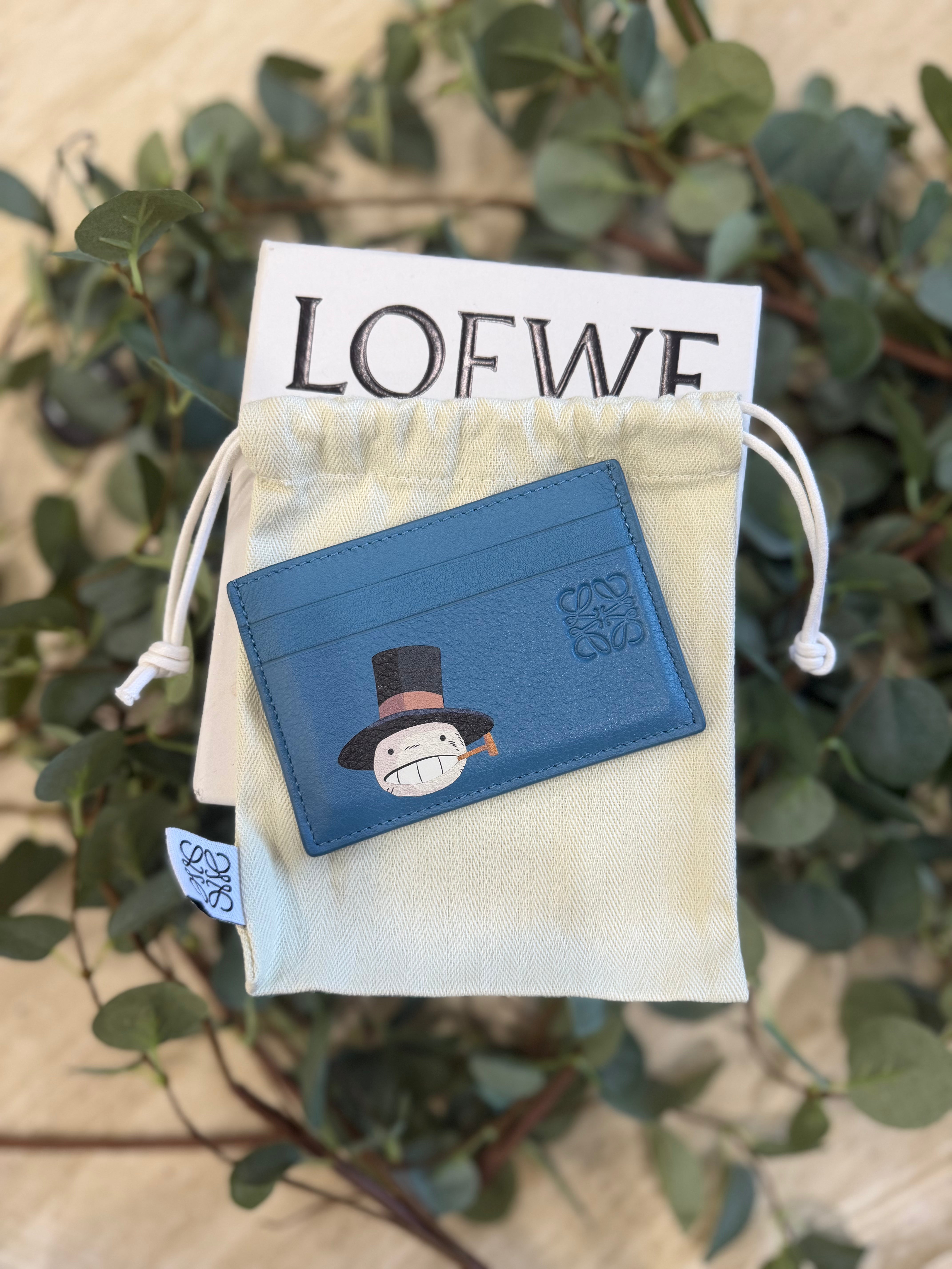 LIKE NEW- Loewe x Howl's Moving Castle Turnip Head Blue Leather Card Holder