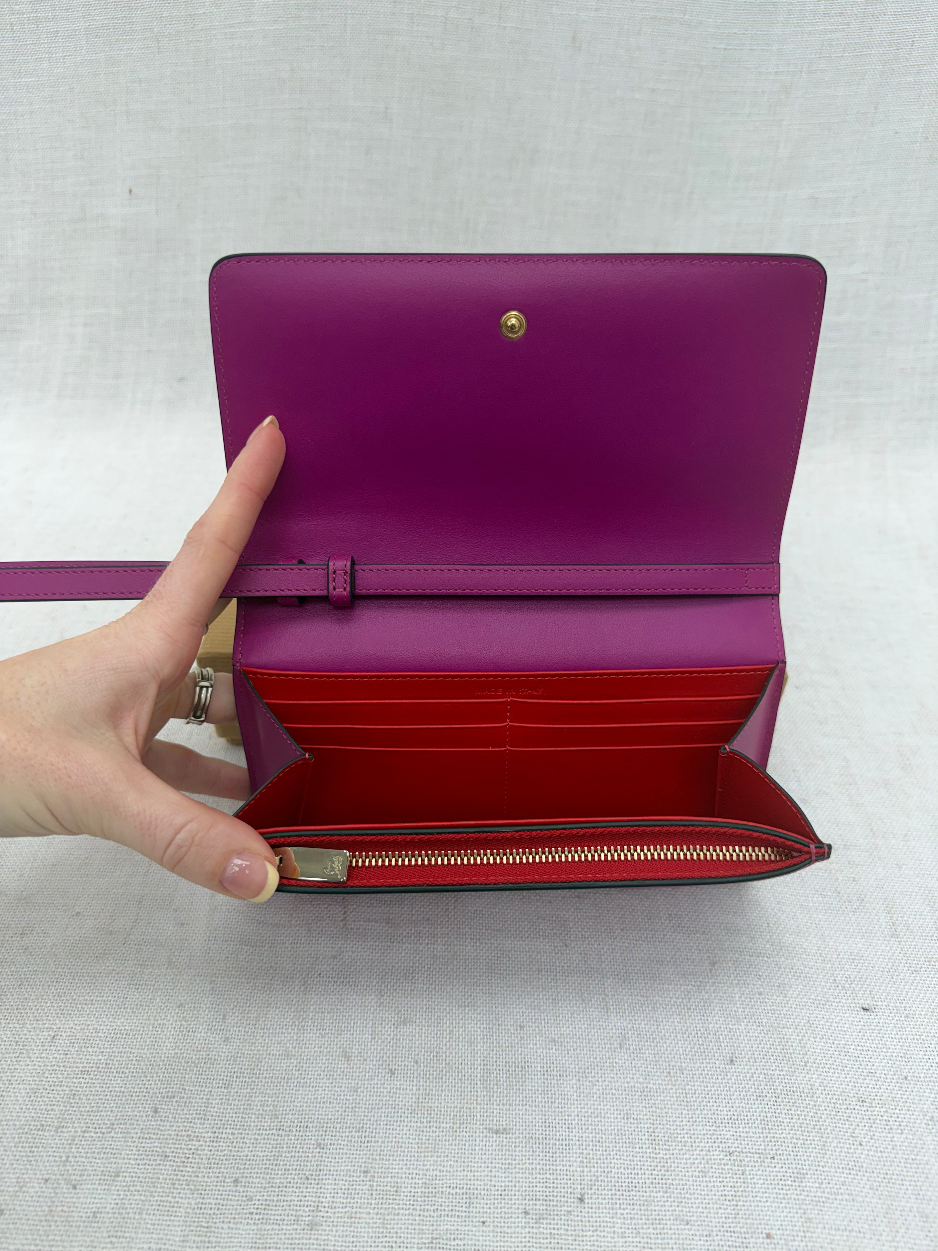 BRAND NEW- Christian Louboutin Pink Leather Spiked Clutch Wallet