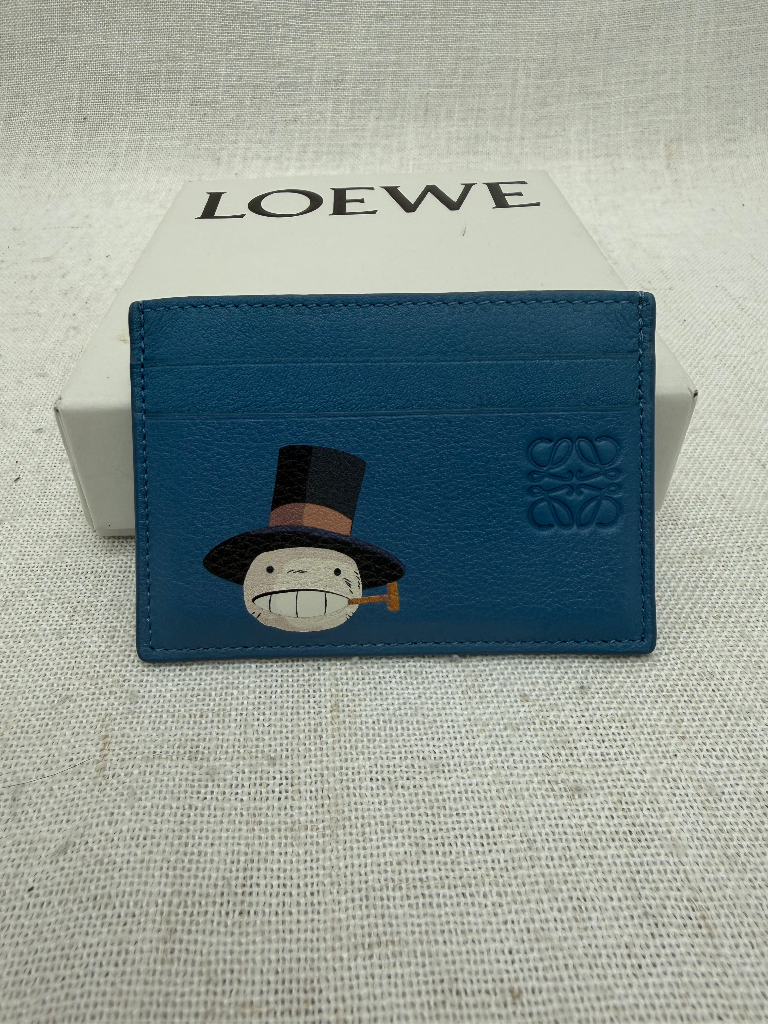 LIKE NEW- Loewe x Howl's Moving Castle Turnip Head Blue Leather Card Holder