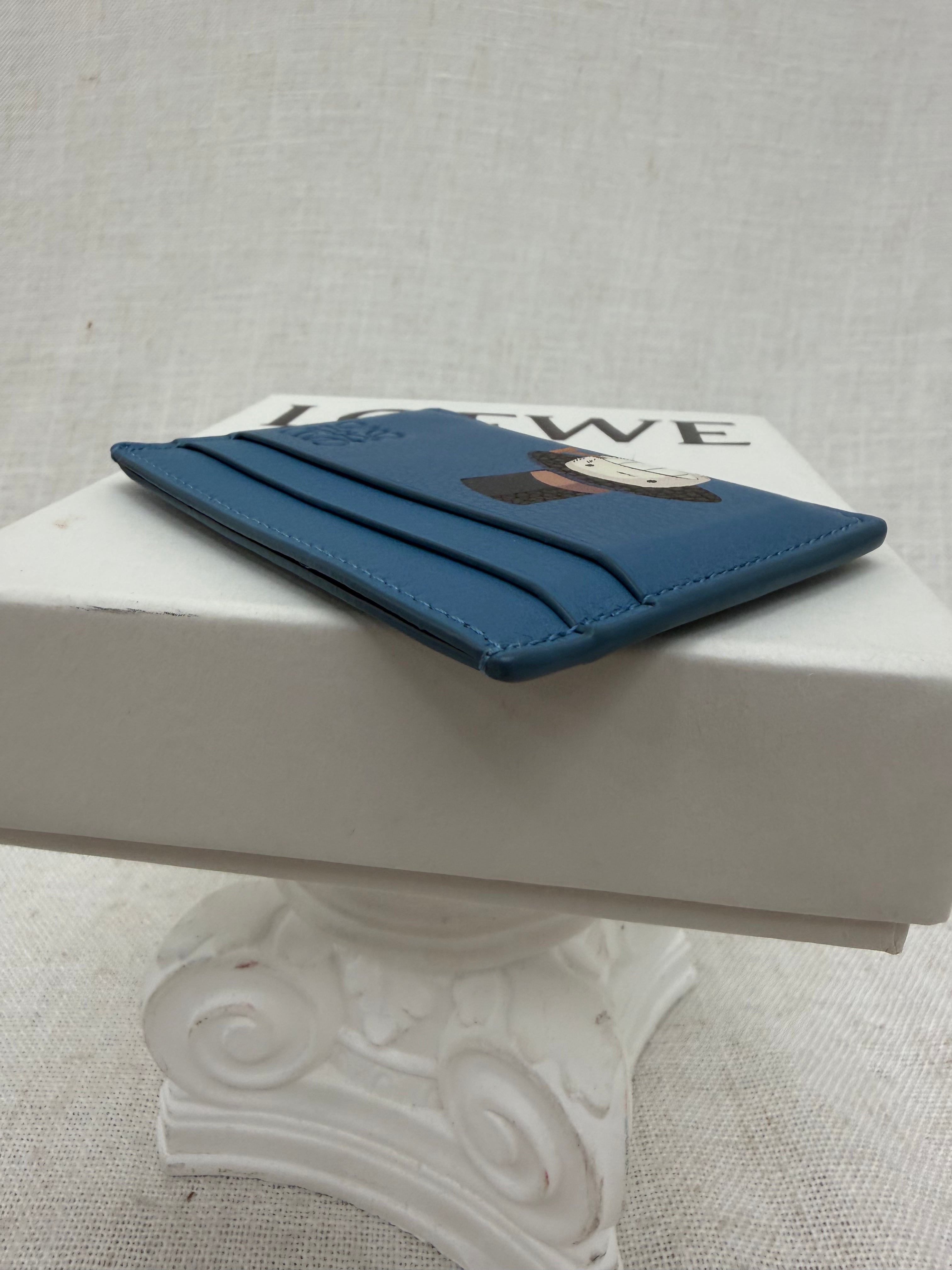 LIKE NEW- Loewe x Howl's Moving Castle Turnip Head Blue Leather Card Holder