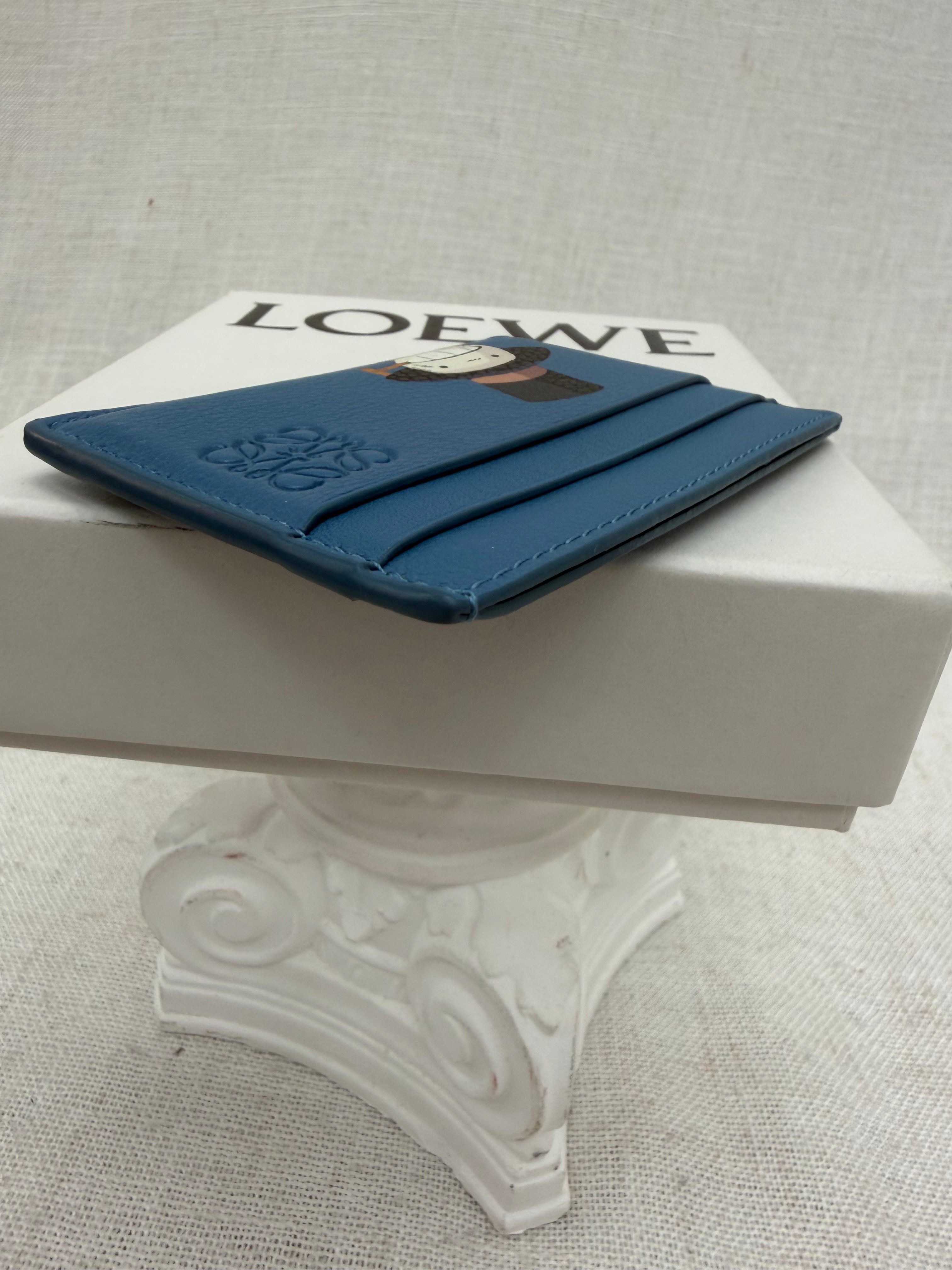 LIKE NEW- Loewe x Howl's Moving Castle Turnip Head Blue Leather Card Holder