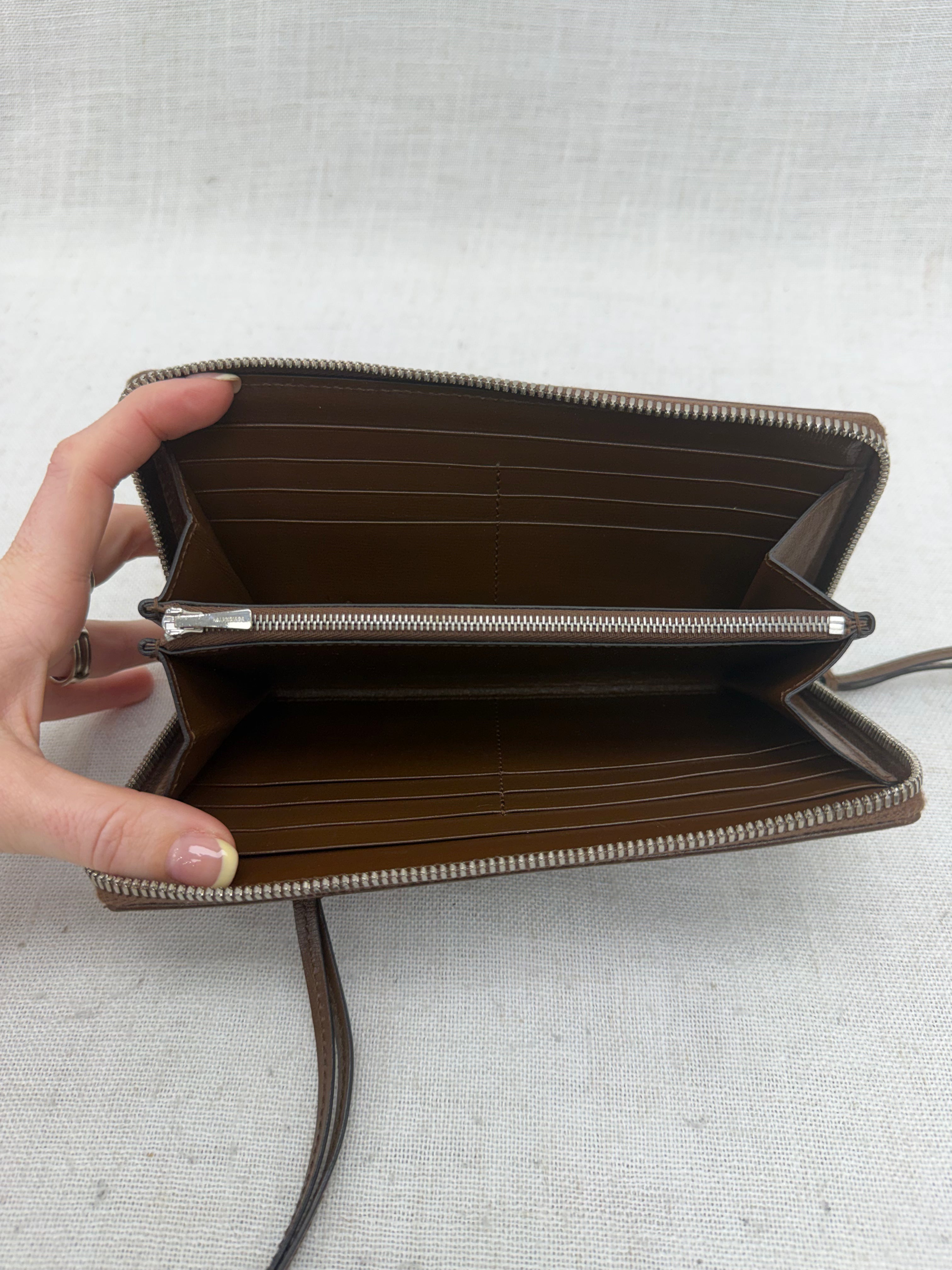 LIKE NEW- Gucci x Balenciaga Brown GG Canvas & Leather Azalea Zippy Wallet