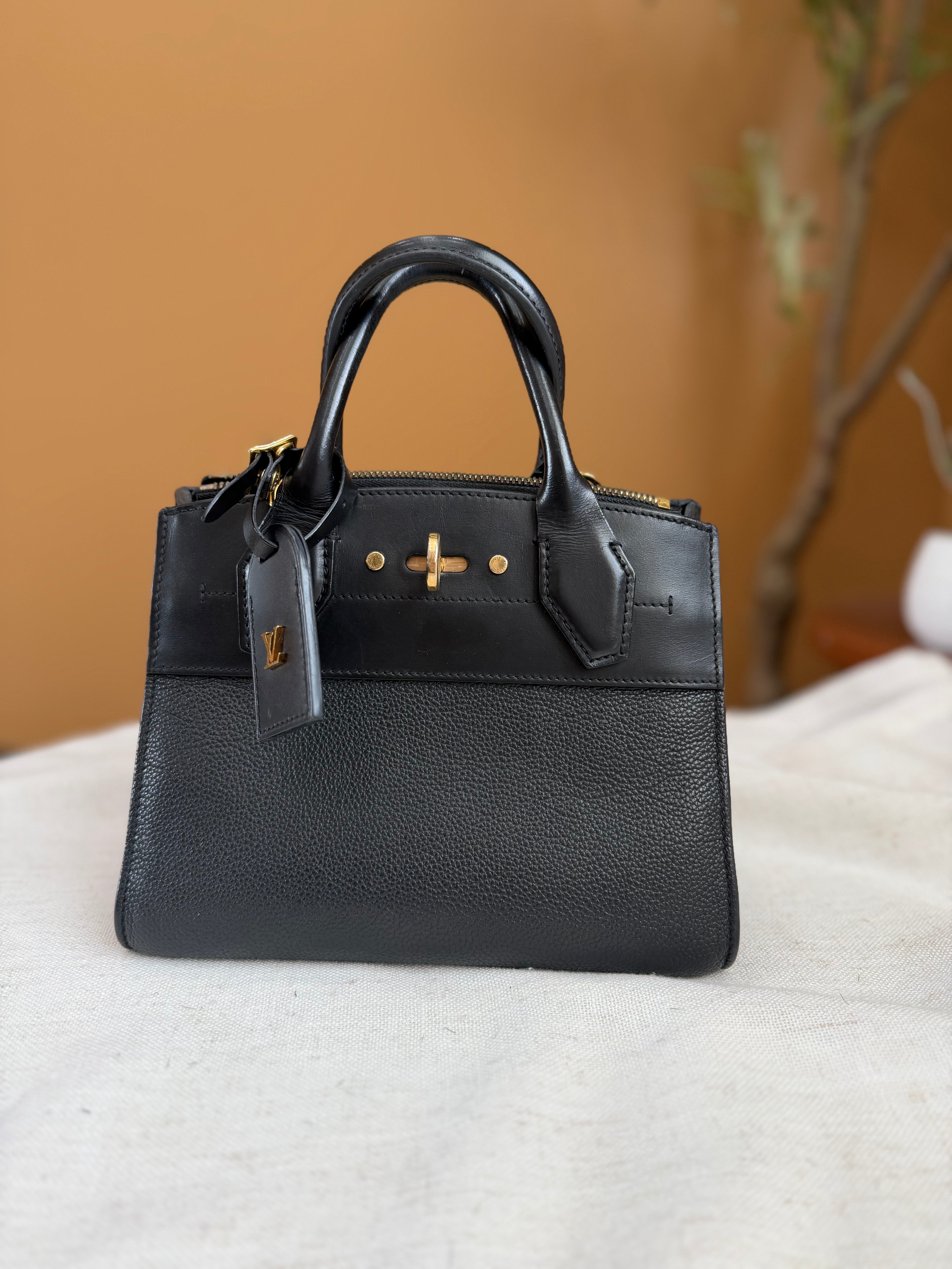 Louis Vuitton Black Leather City Steamer Mini Bag