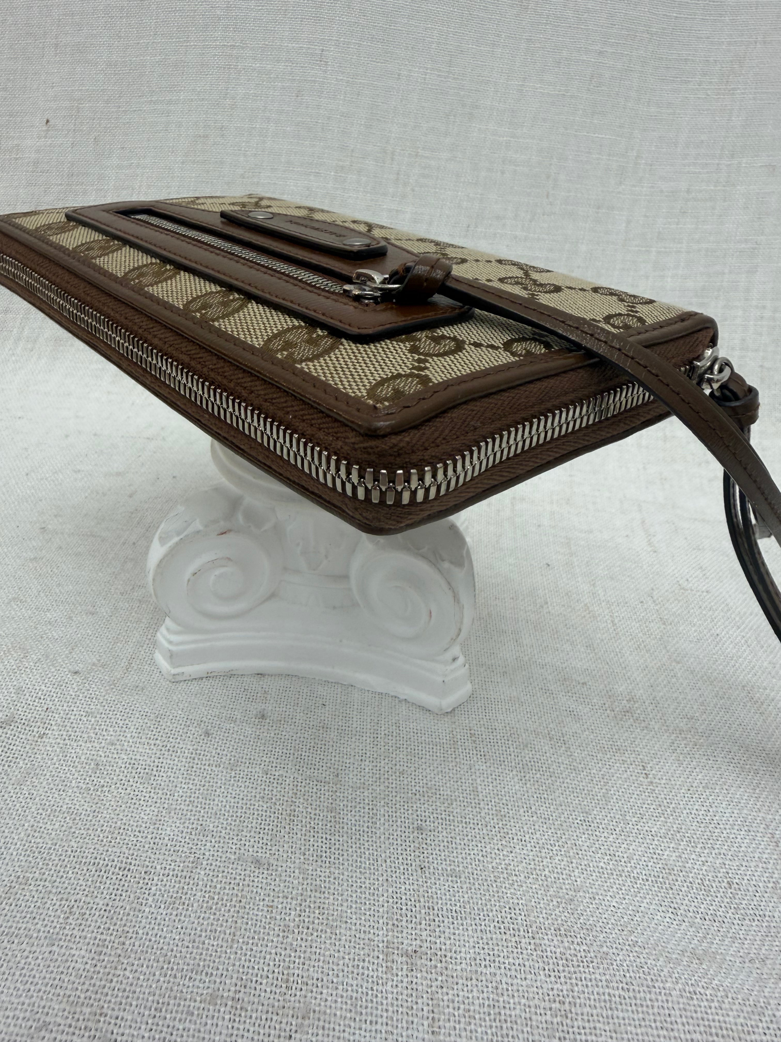 LIKE NEW- Gucci x Balenciaga Brown GG Canvas & Leather Azalea Zippy Wallet