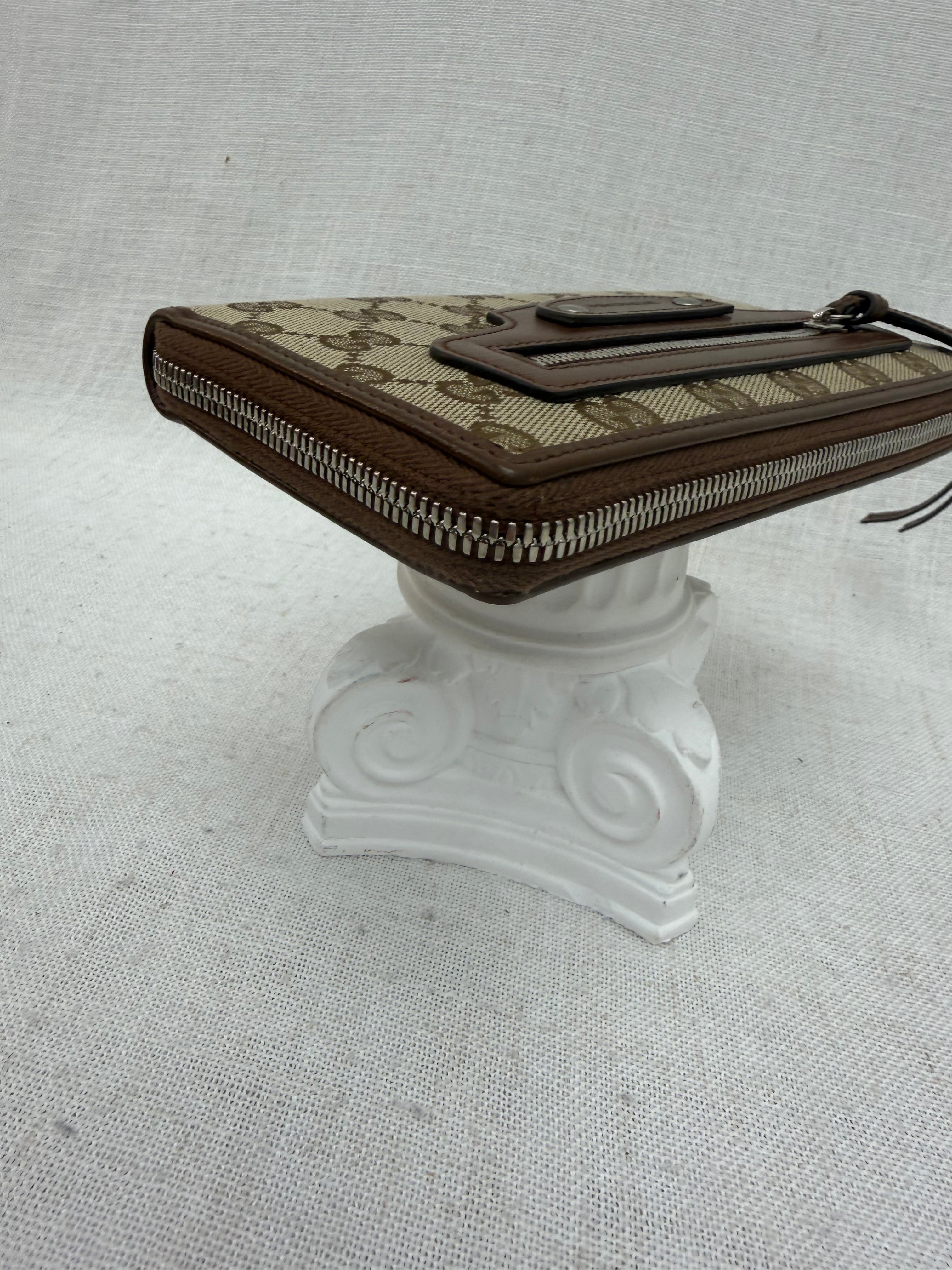 LIKE NEW- Gucci x Balenciaga Brown GG Canvas & Leather Azalea Zippy Wallet