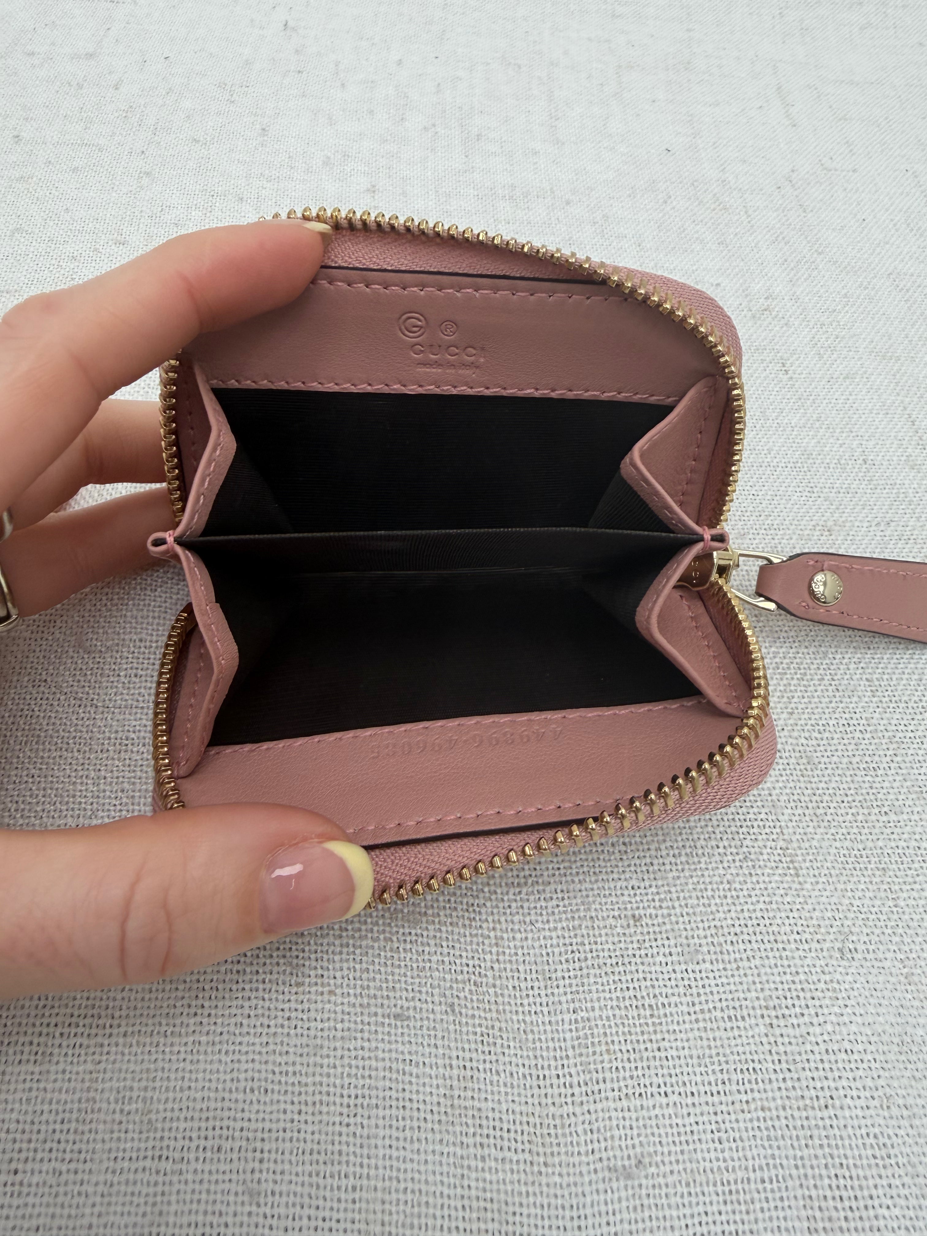 BRAND NEW- Gucci Pink Guccissima Leather Coin Zip Pouch