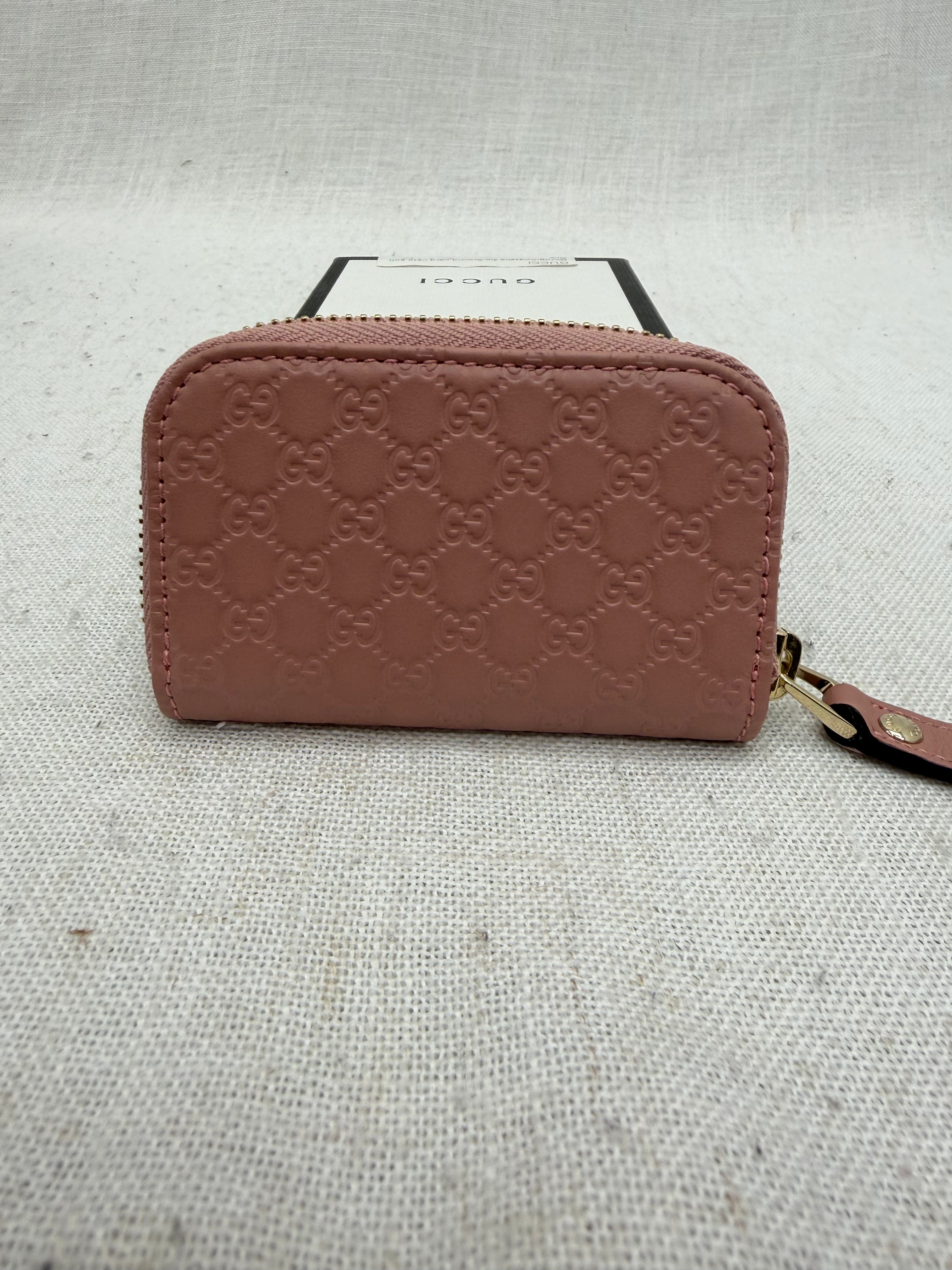 BRAND NEW- Gucci Pink Guccissima Leather Coin Zip Pouch