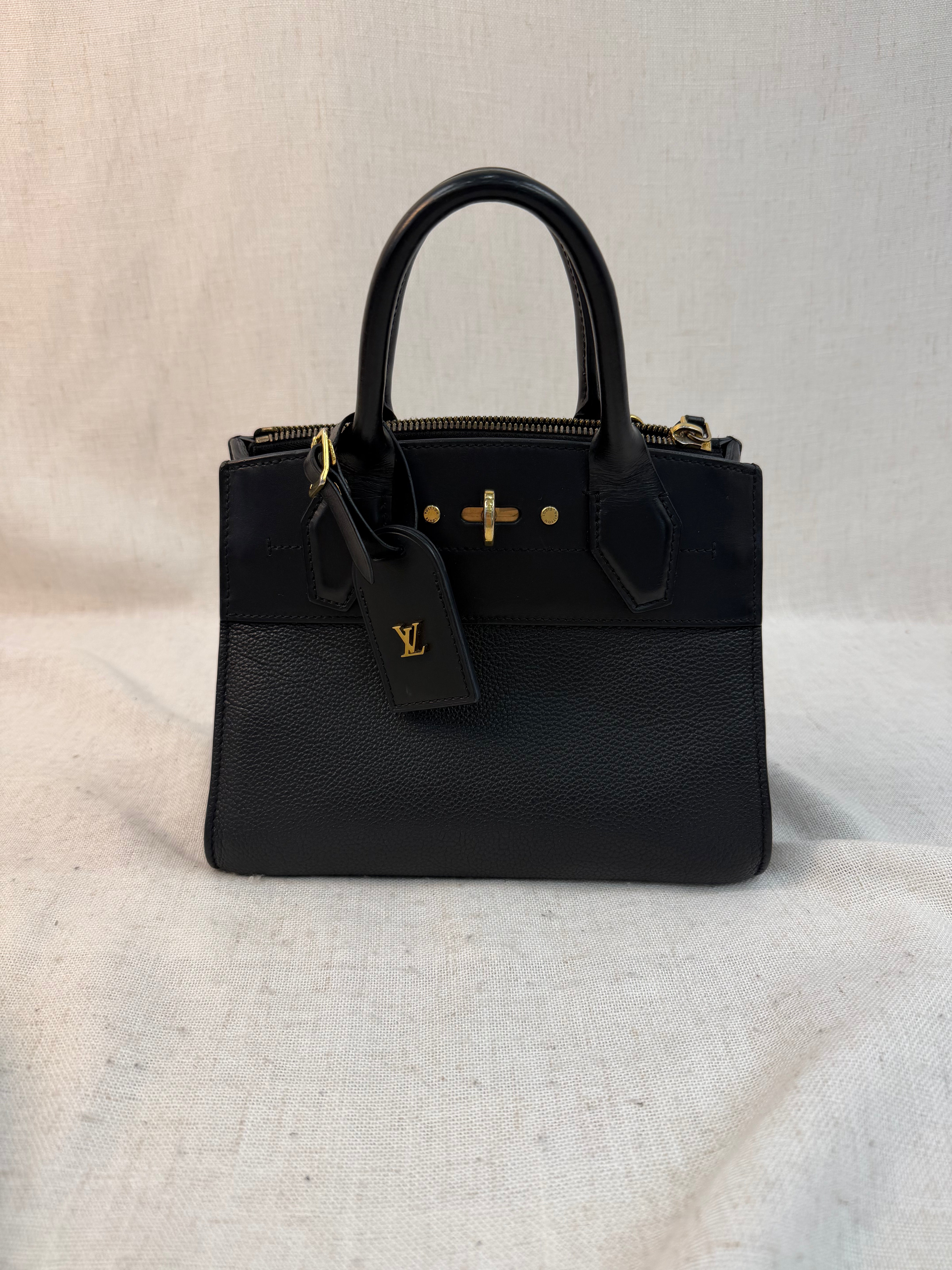 Louis Vuitton Black Leather City Steamer Mini Bag