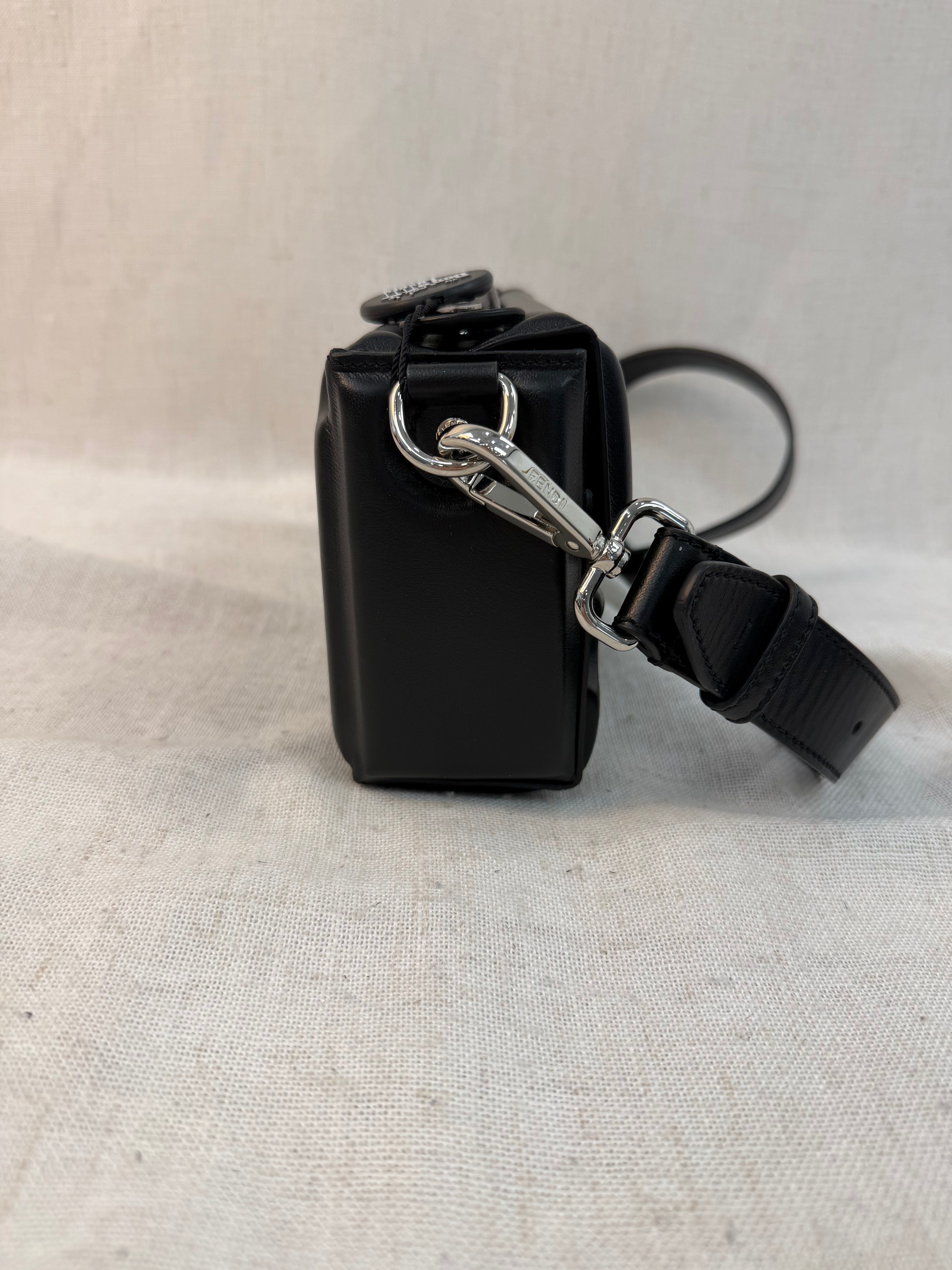 LIKE NEW - Fendi Black Leather Baguette Soft Trunk Crossbody Bag