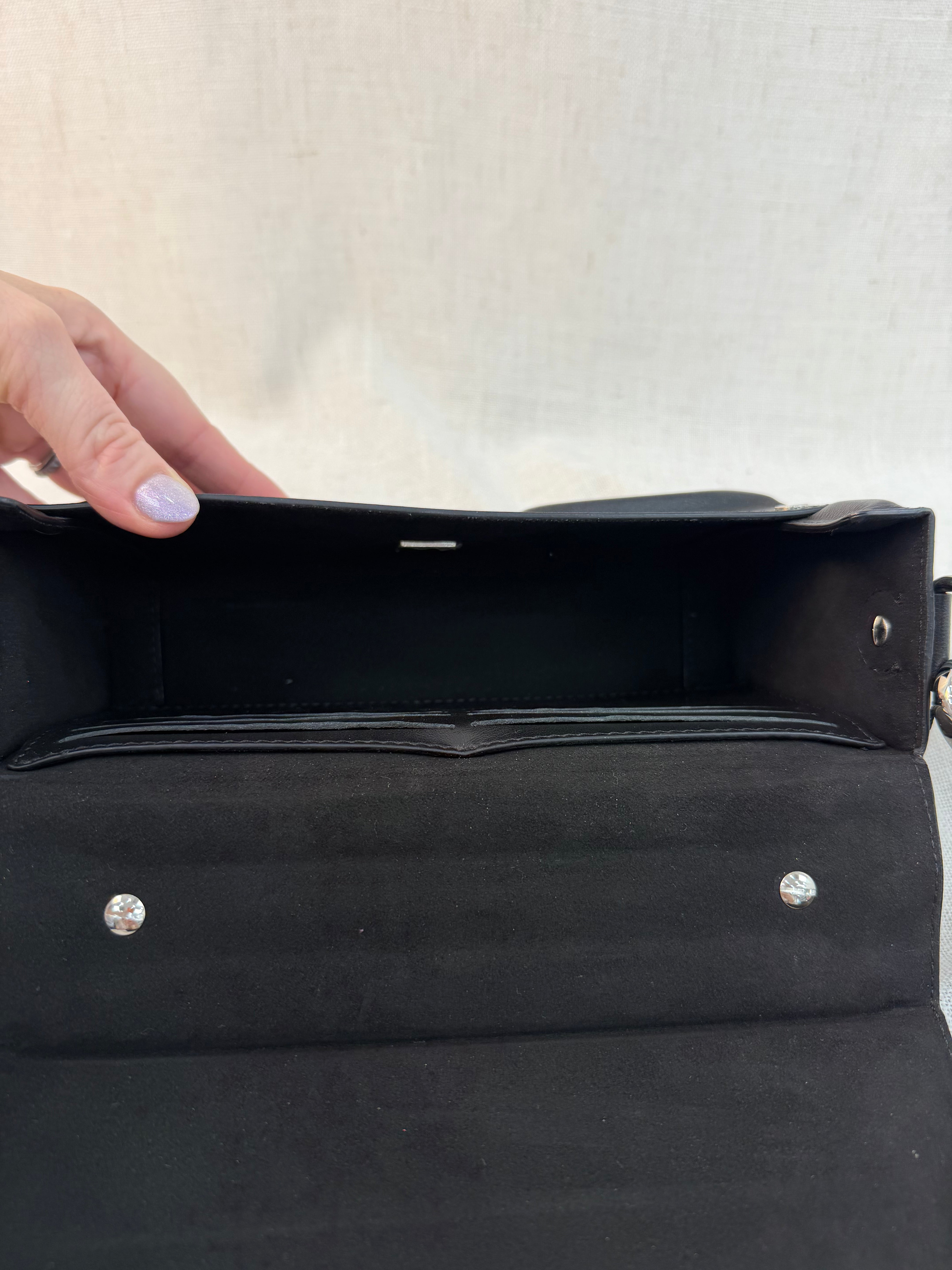 LIKE NEW - Fendi Black Leather Baguette Soft Trunk Crossbody Bag