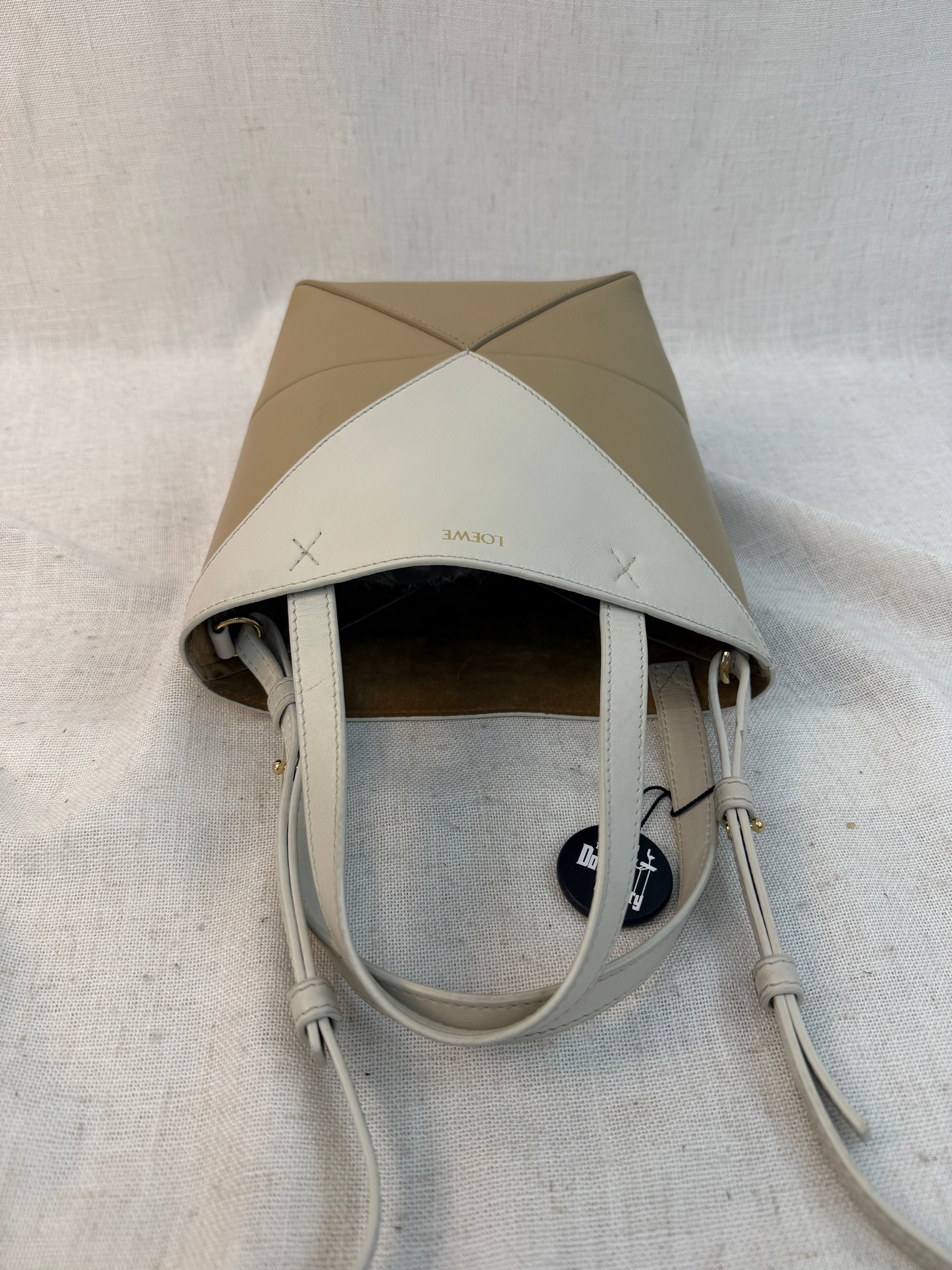 Loewe Tan Leather Mini Puzzle Fold Tote Bag