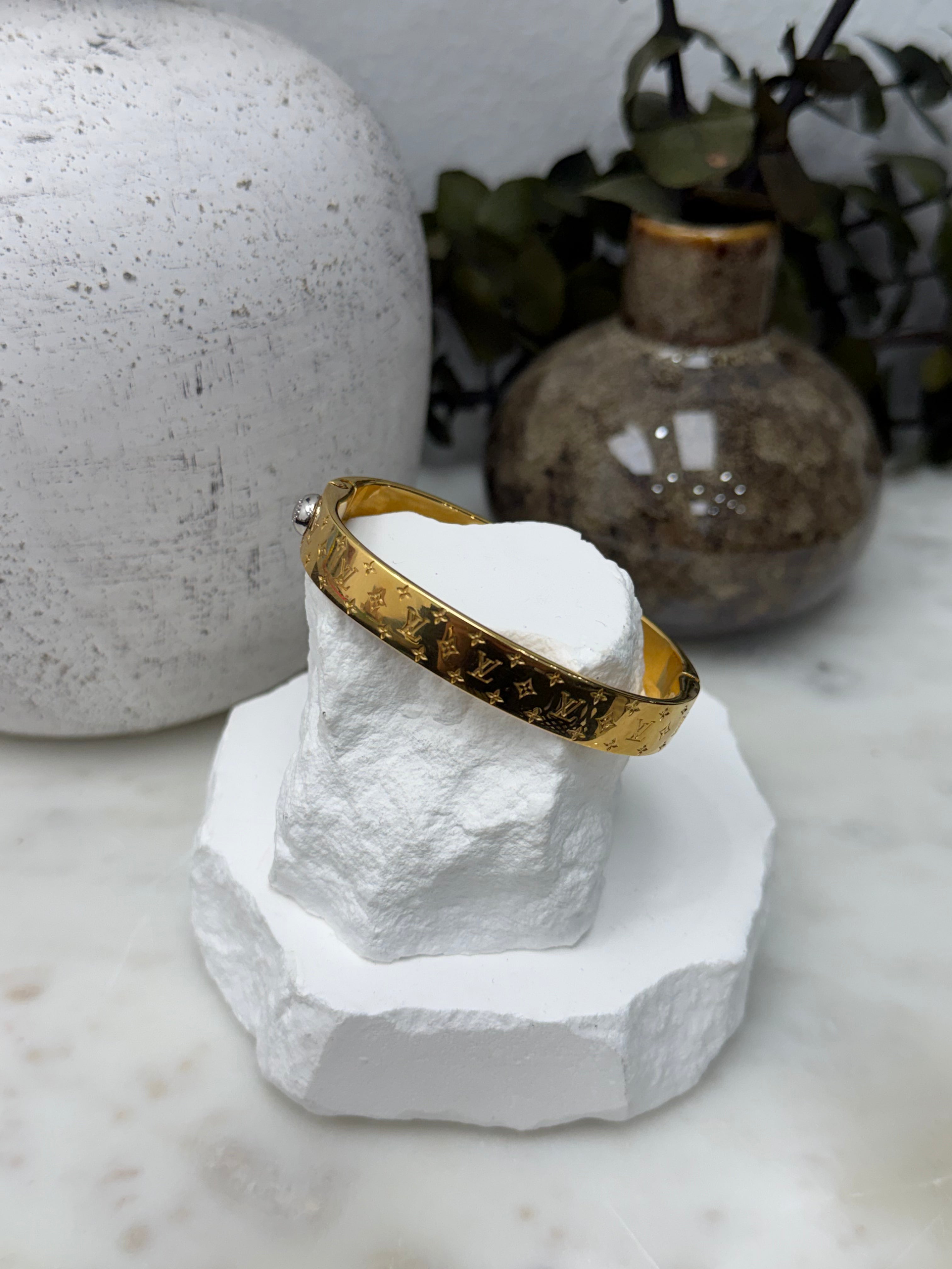 Louis Vuitton Brass Nanogram Cuff Bracelet