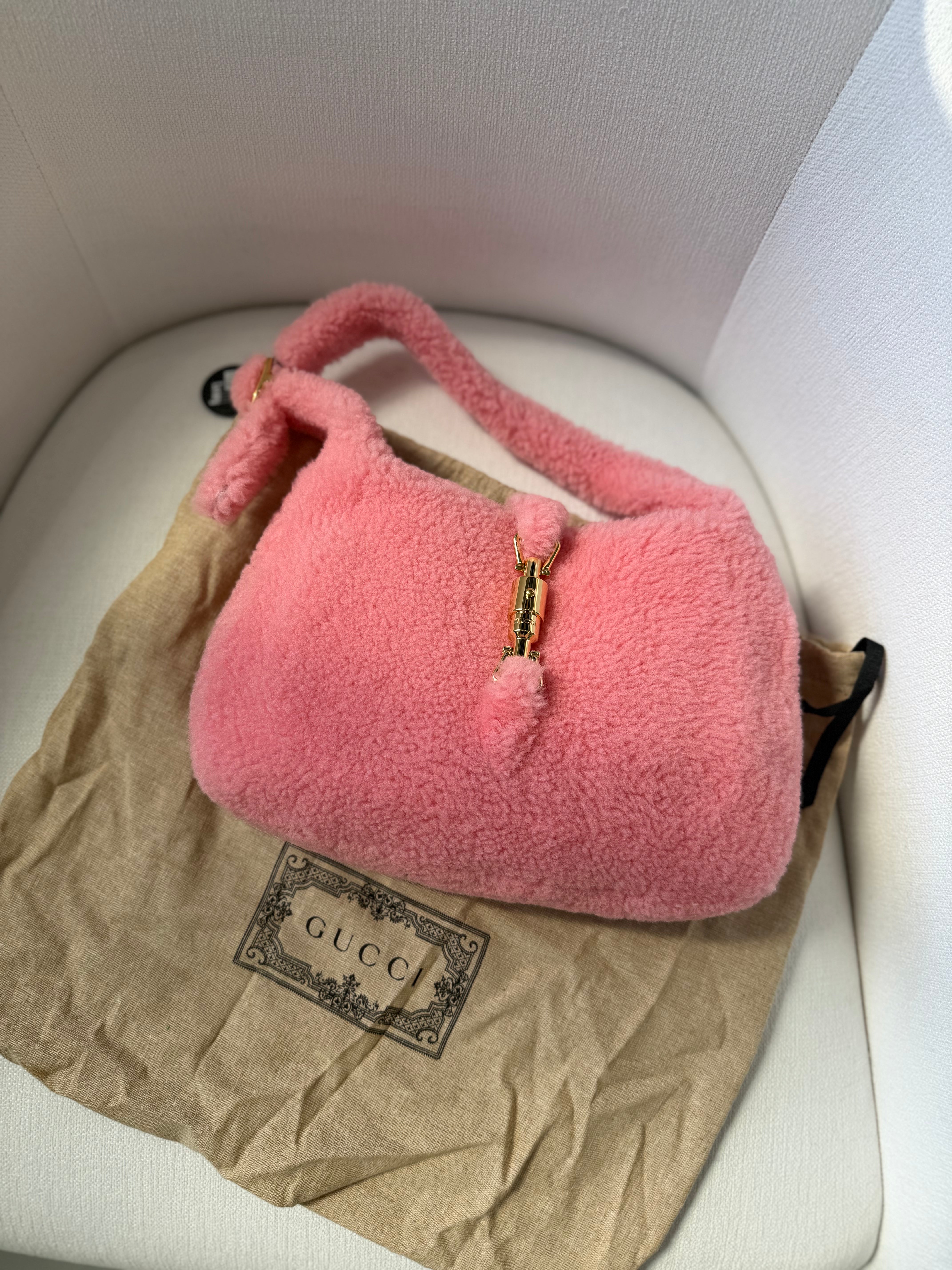 LIKE NEW- Gucci Pink Shearling 1961 Small Jackie 2Way Bag