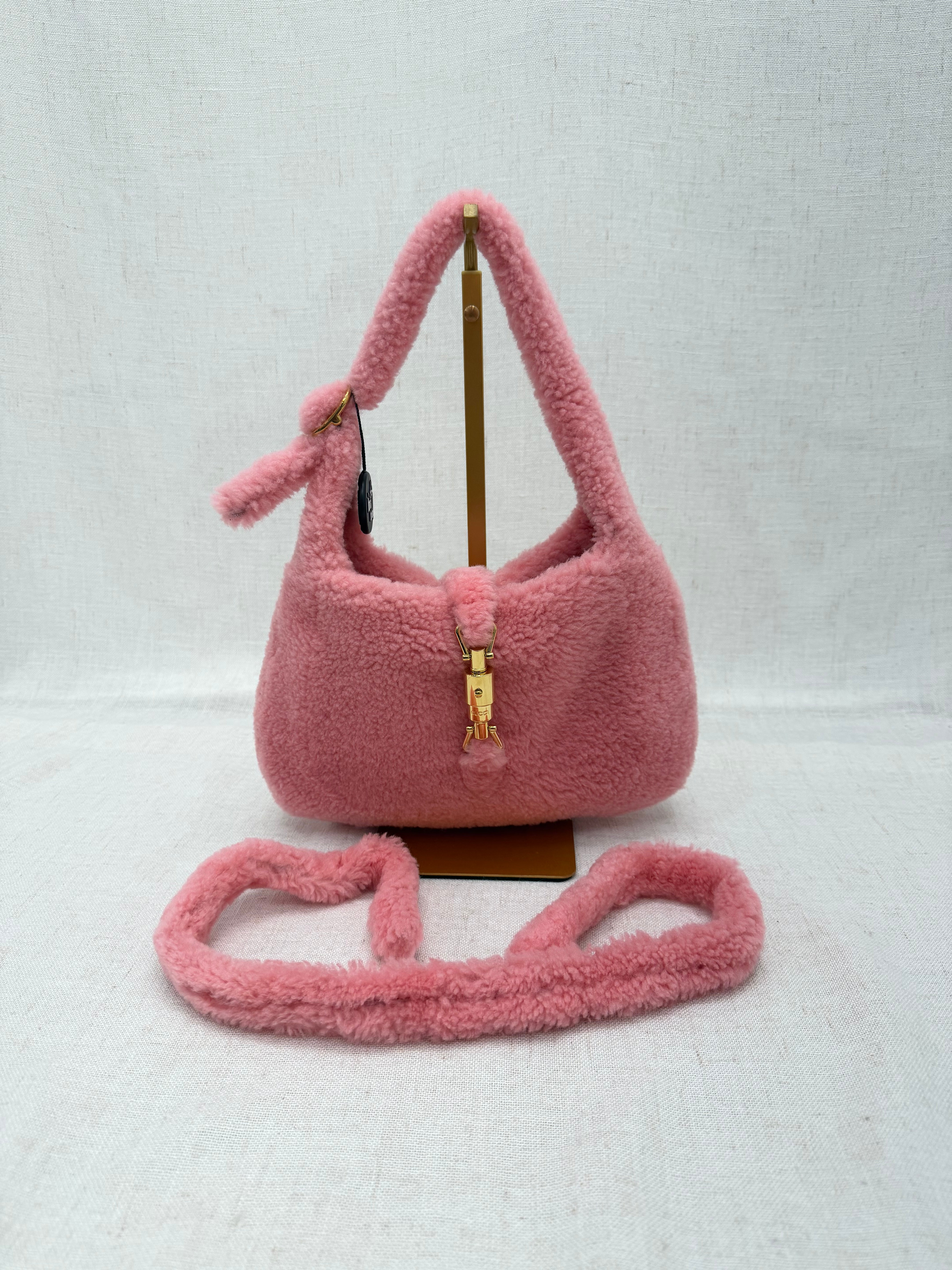 LIKE NEW- Gucci Pink Shearling 1961 Small Jackie 2Way Bag