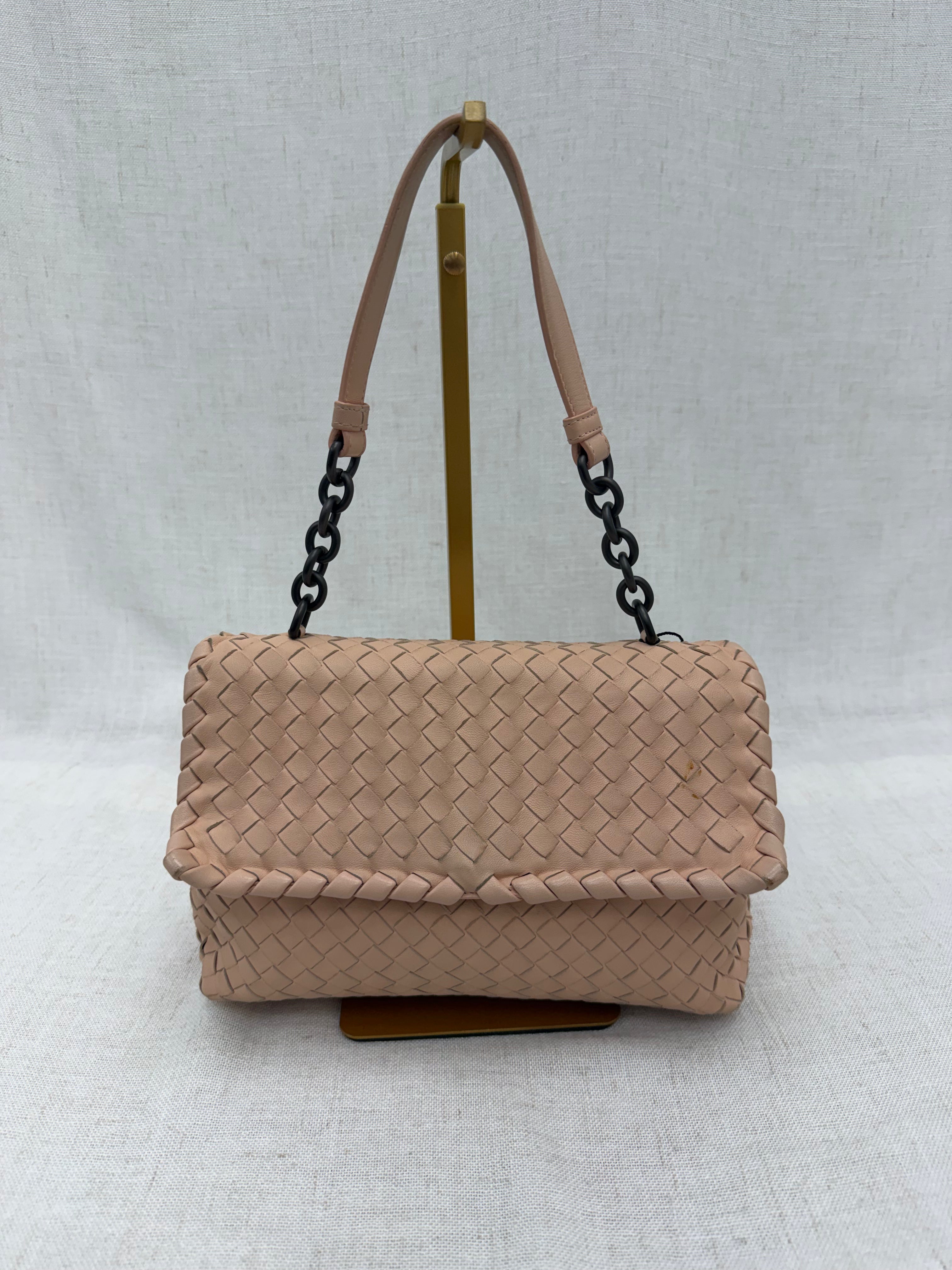 Bottega Veneta Peach Intracciato Nappa Leather Olimpia Shoulder Bag
