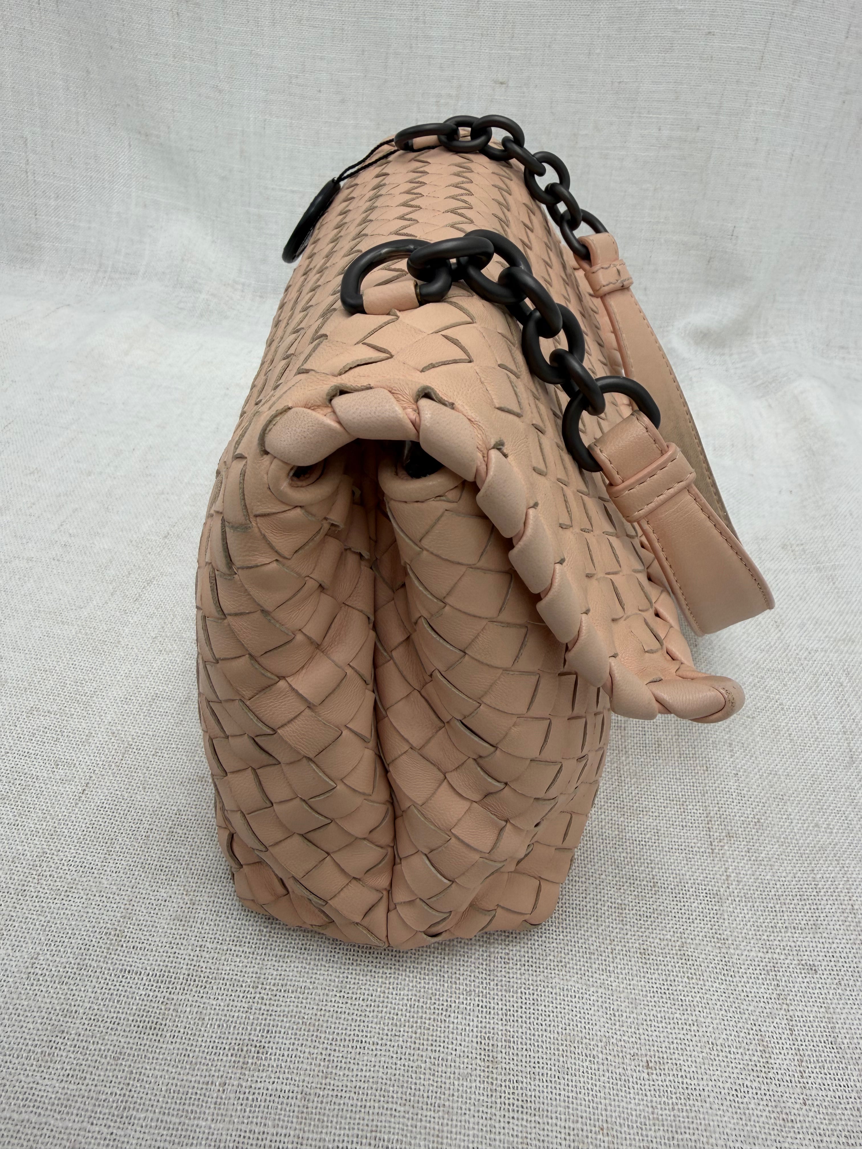 Bottega Veneta Peach Intracciato Nappa Leather Olimpia Shoulder Bag