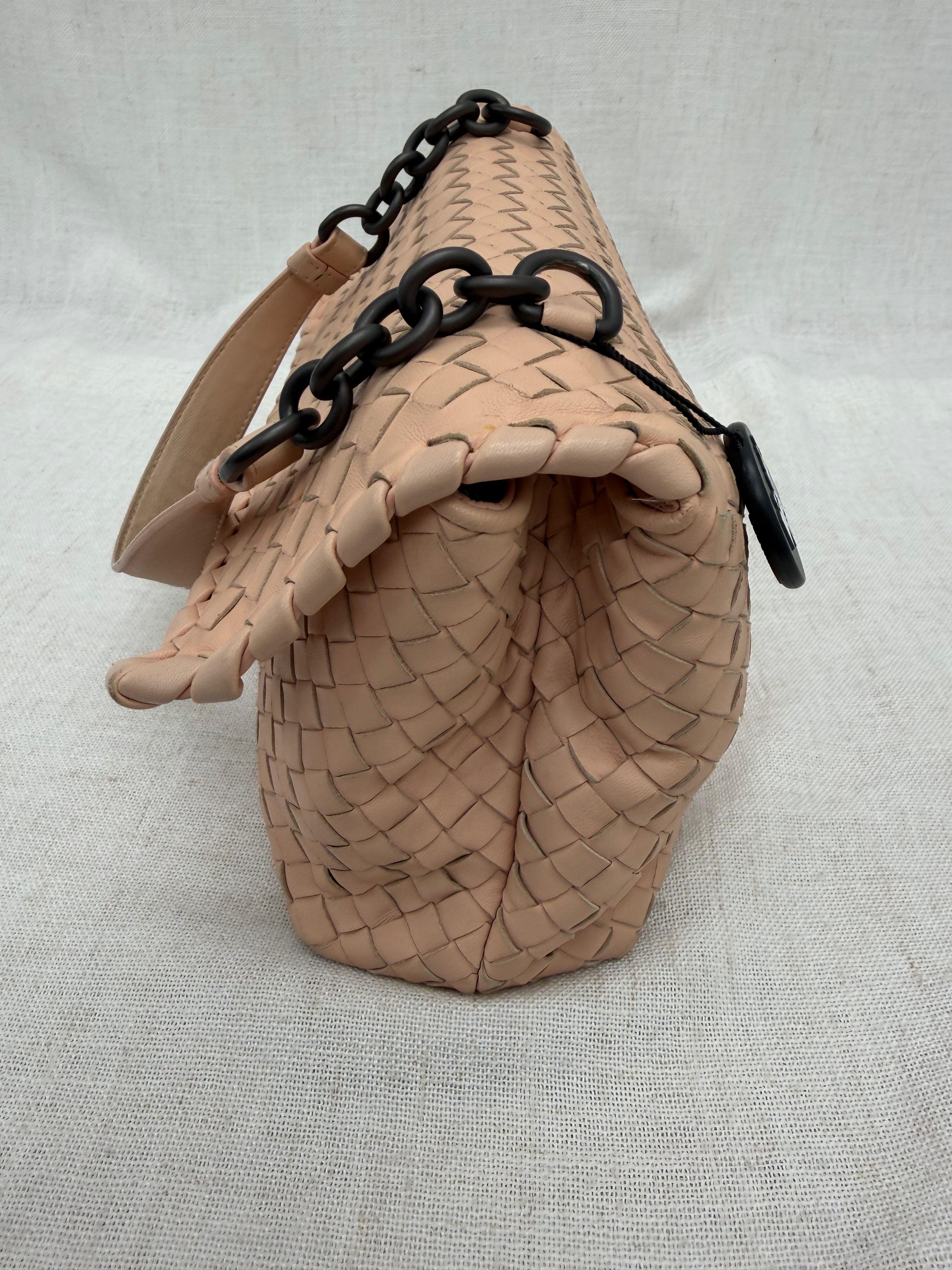 Bottega Veneta Peach Intracciato Nappa Leather Olimpia Shoulder Bag