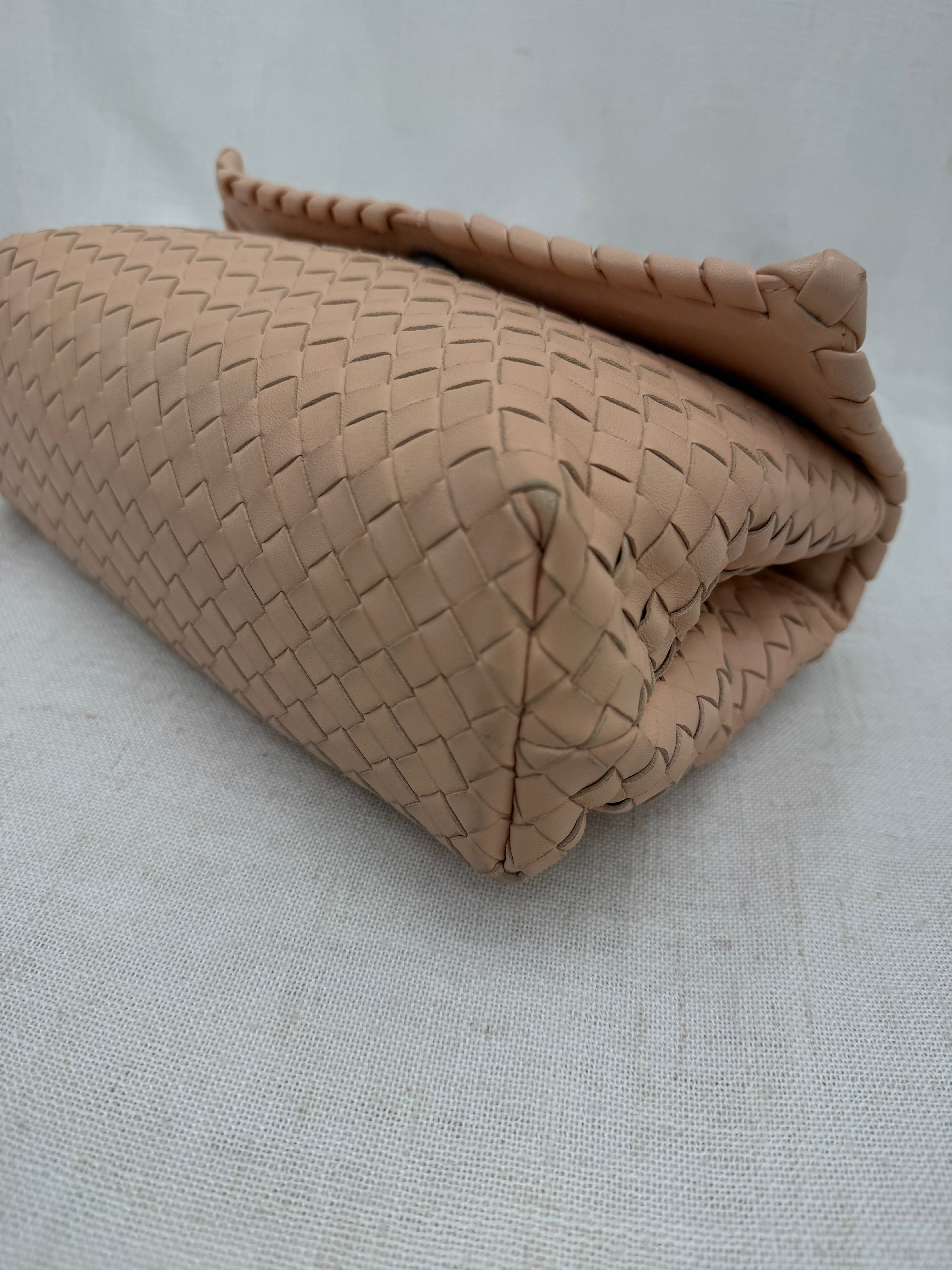 Bottega Veneta Peach Intracciato Nappa Leather Olimpia Shoulder Bag