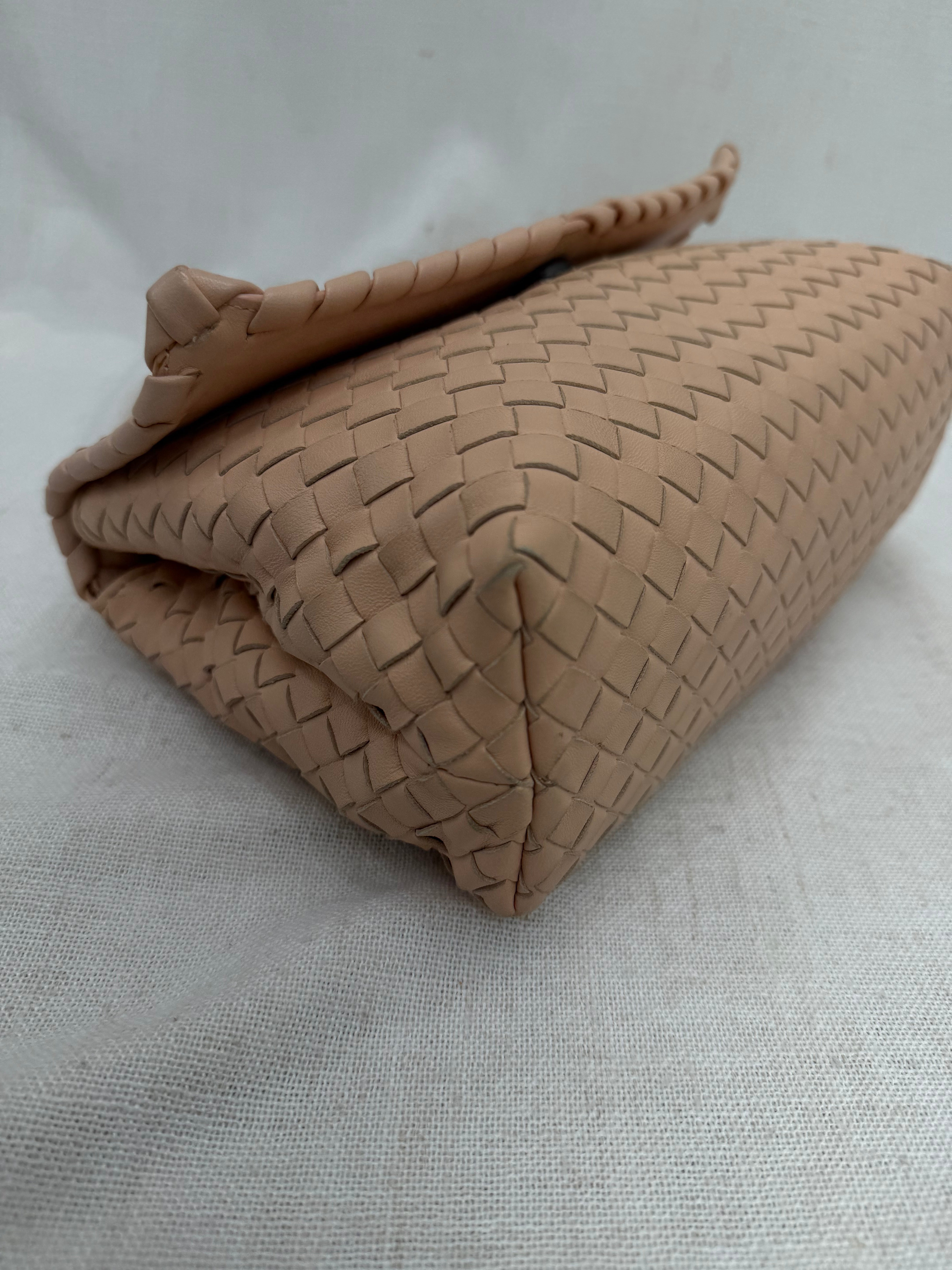 Bottega Veneta Peach Intracciato Nappa Leather Olimpia Shoulder Bag