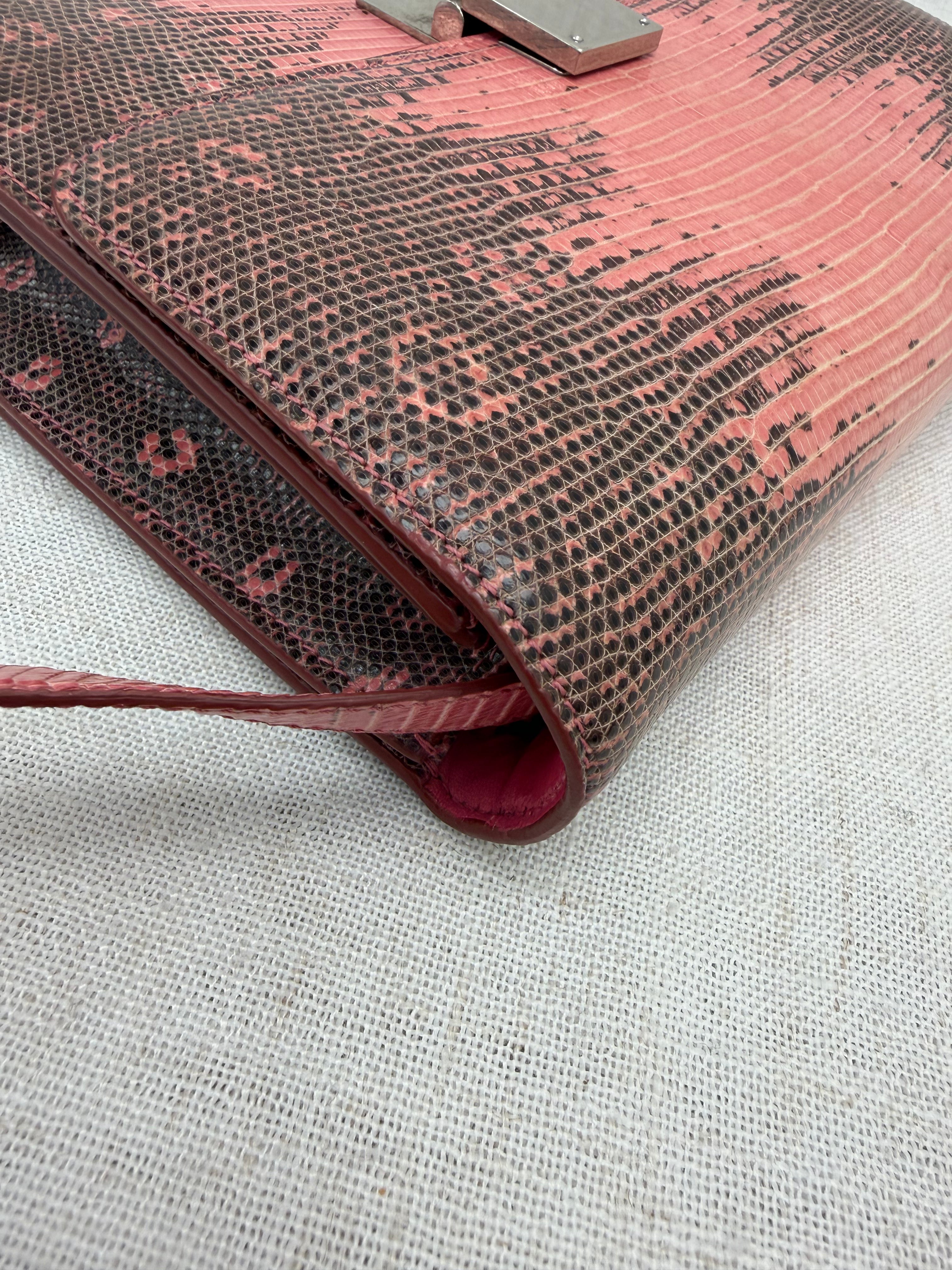 LIKE NEW- Celine Pink & Black Lizard Classic Medium Box Bag