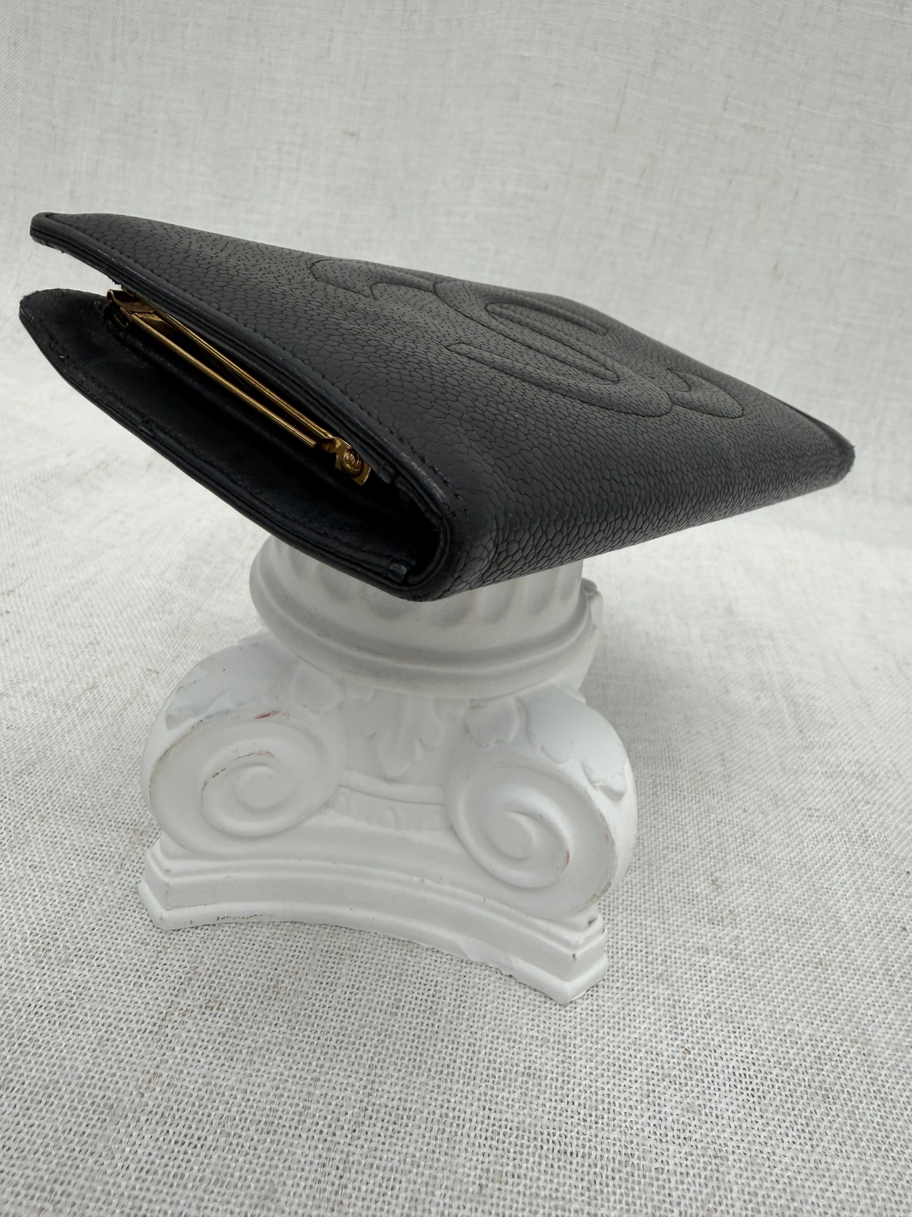 Chanel Black Caviar Leather Long Kisslock Wallet