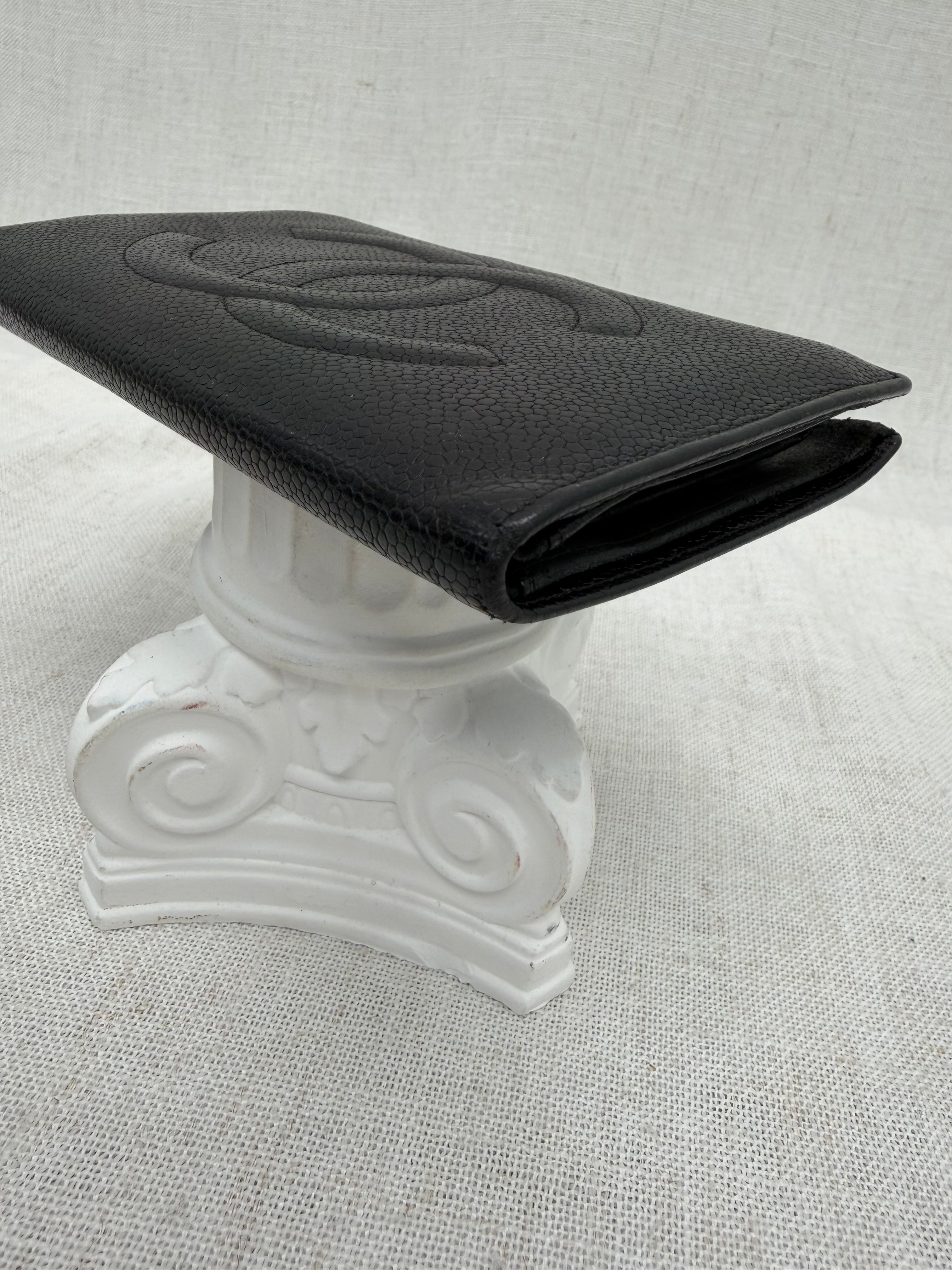 Chanel Black Caviar Leather Long Kisslock Wallet