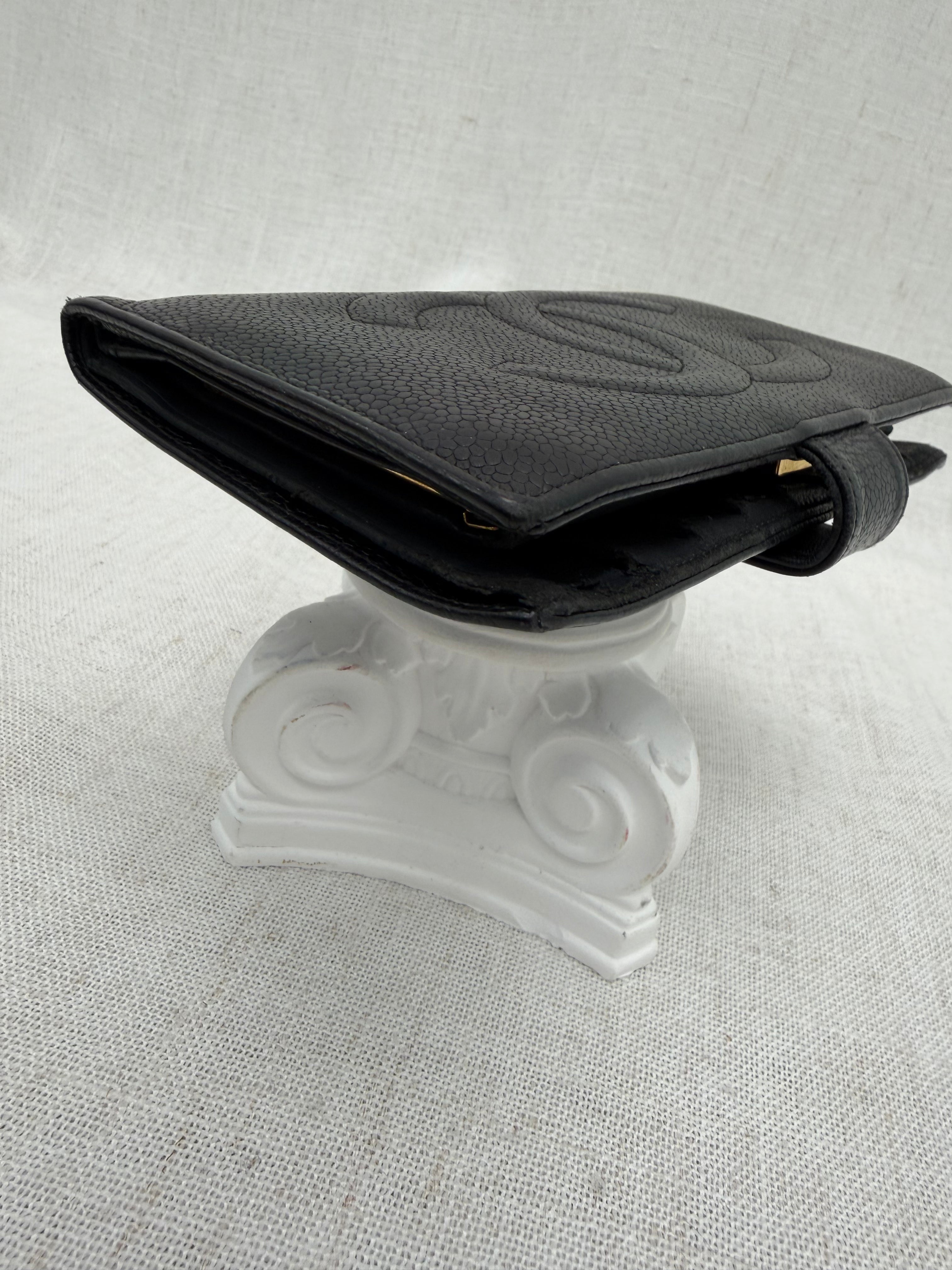 Chanel Black Caviar Leather Long Kisslock Wallet