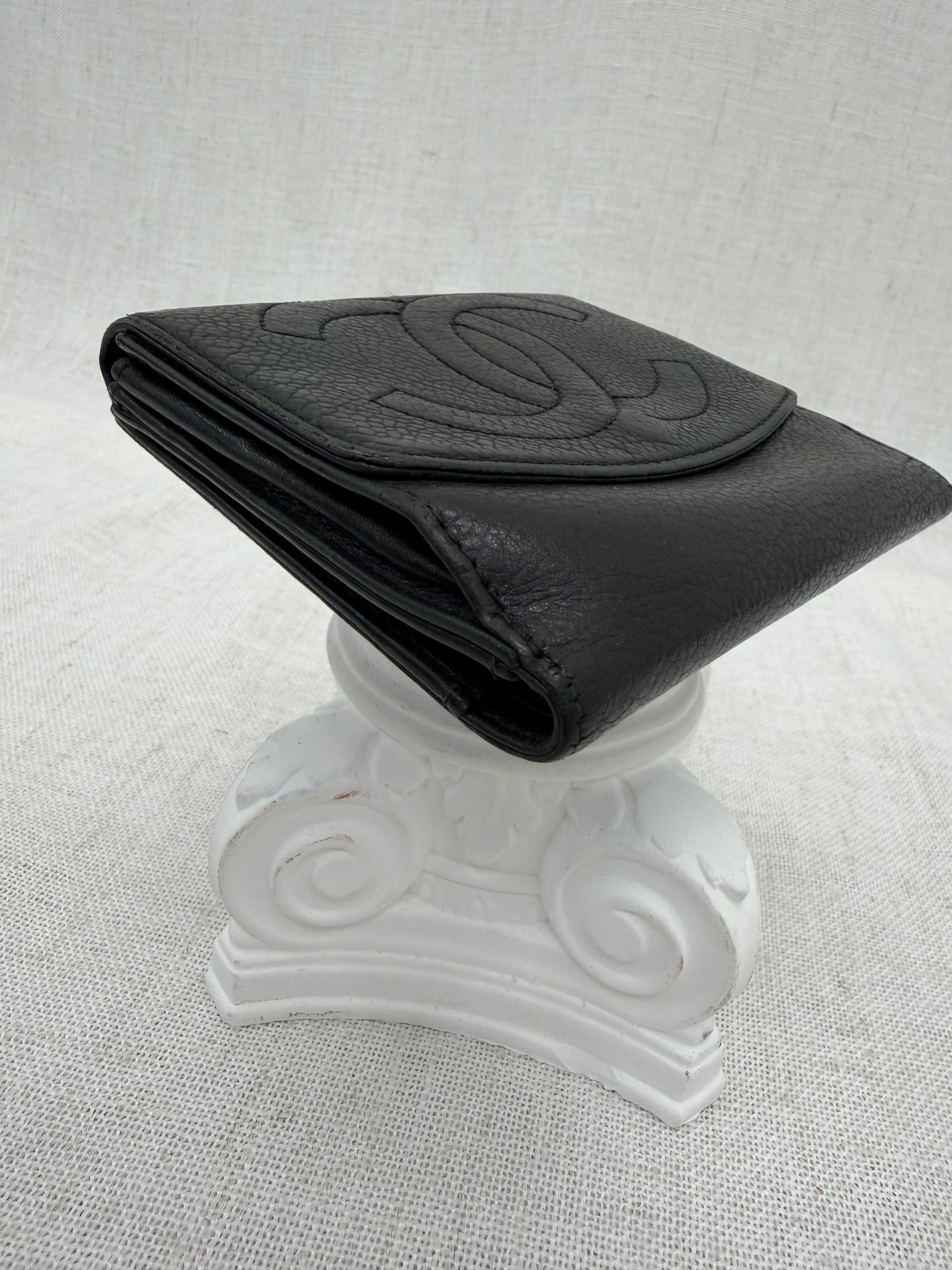 Chanel Black Caviar Leather CC Compact Wallet