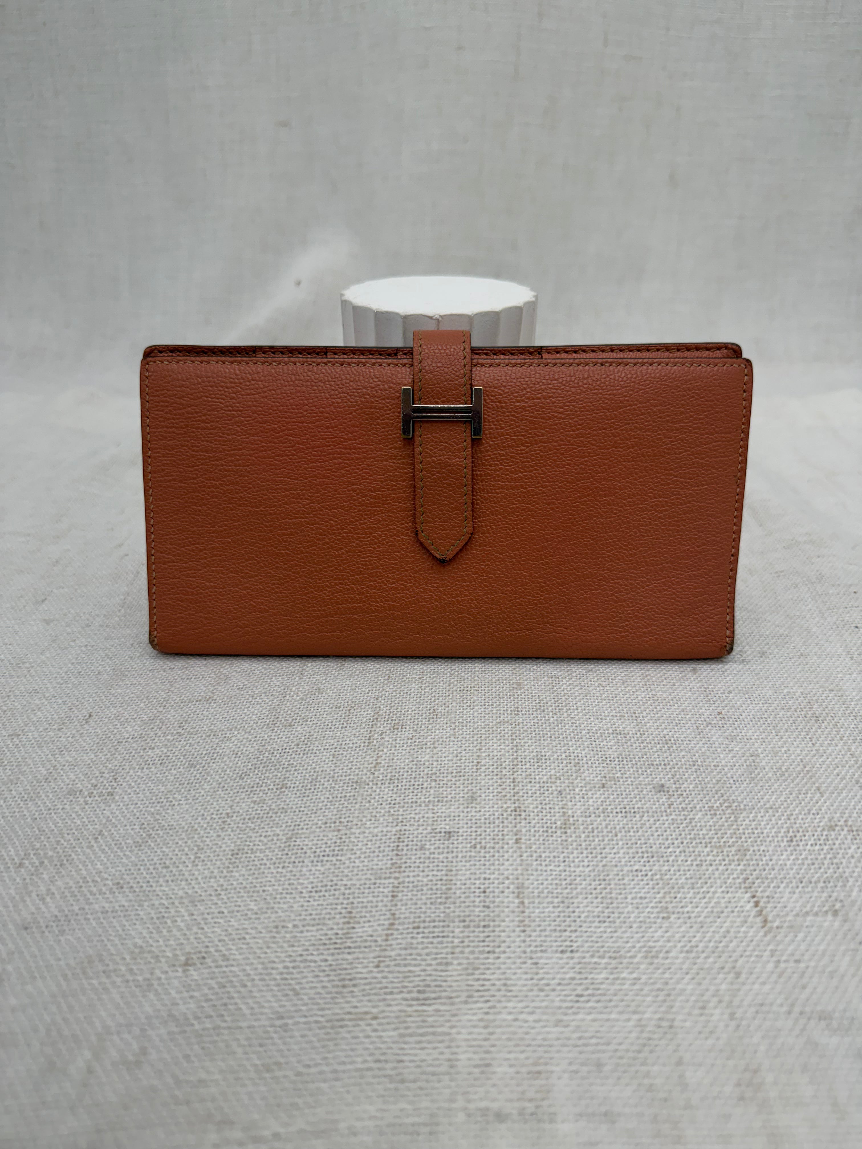 Hermes Coral Leather Bearn Wallet