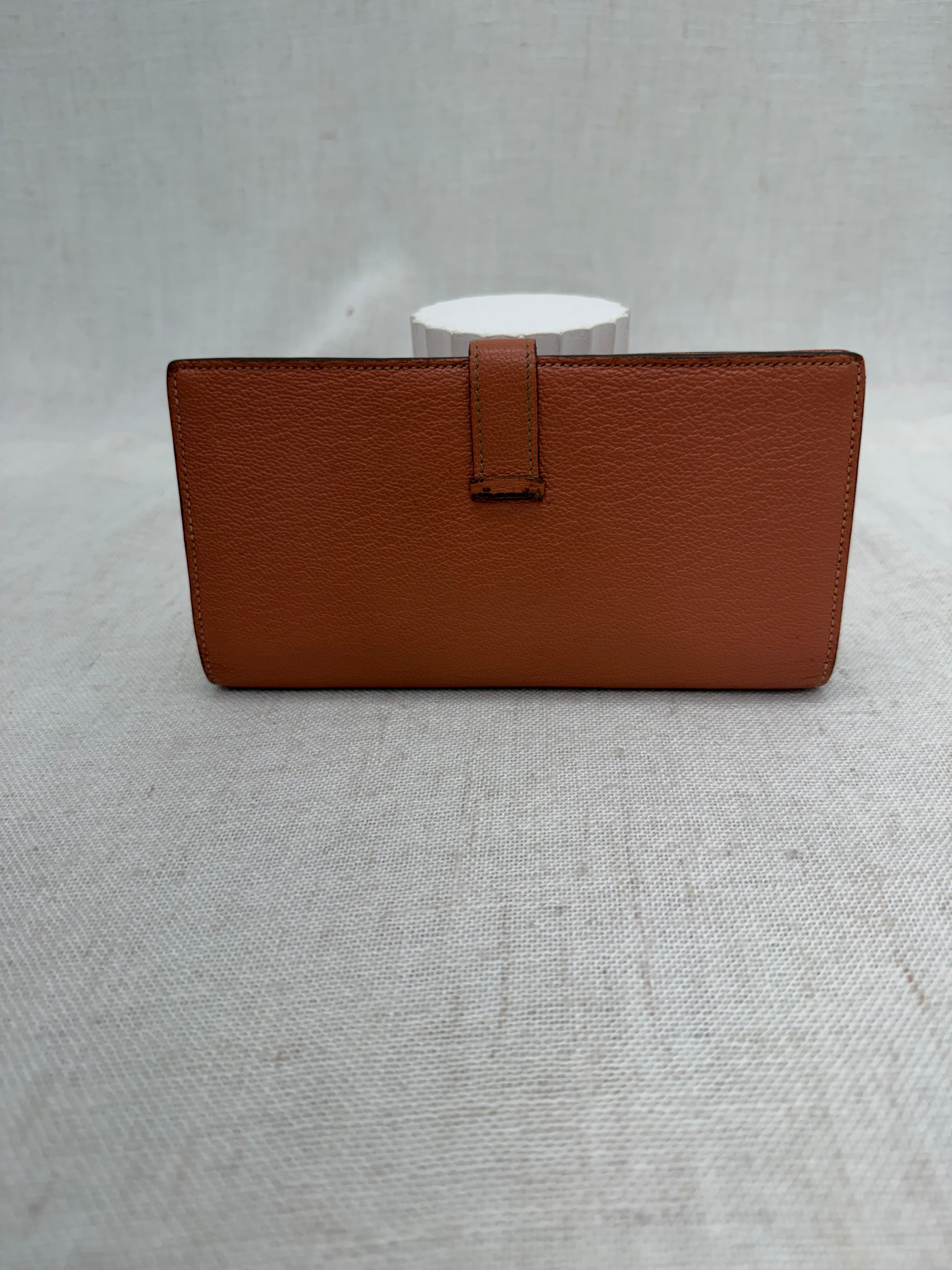 Hermes Coral Leather Bearn Wallet